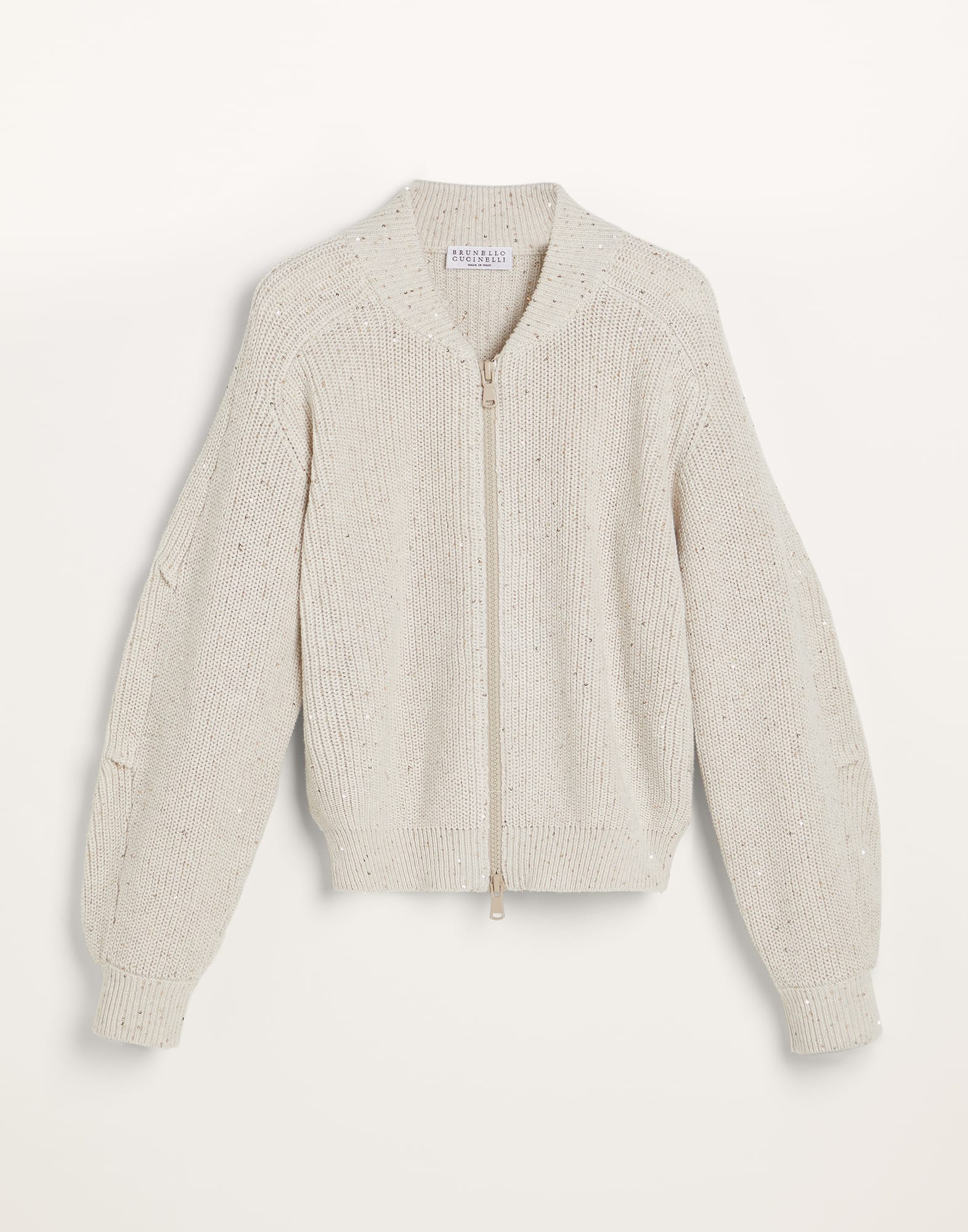 Cotton dazzling yarn English rib cardigan