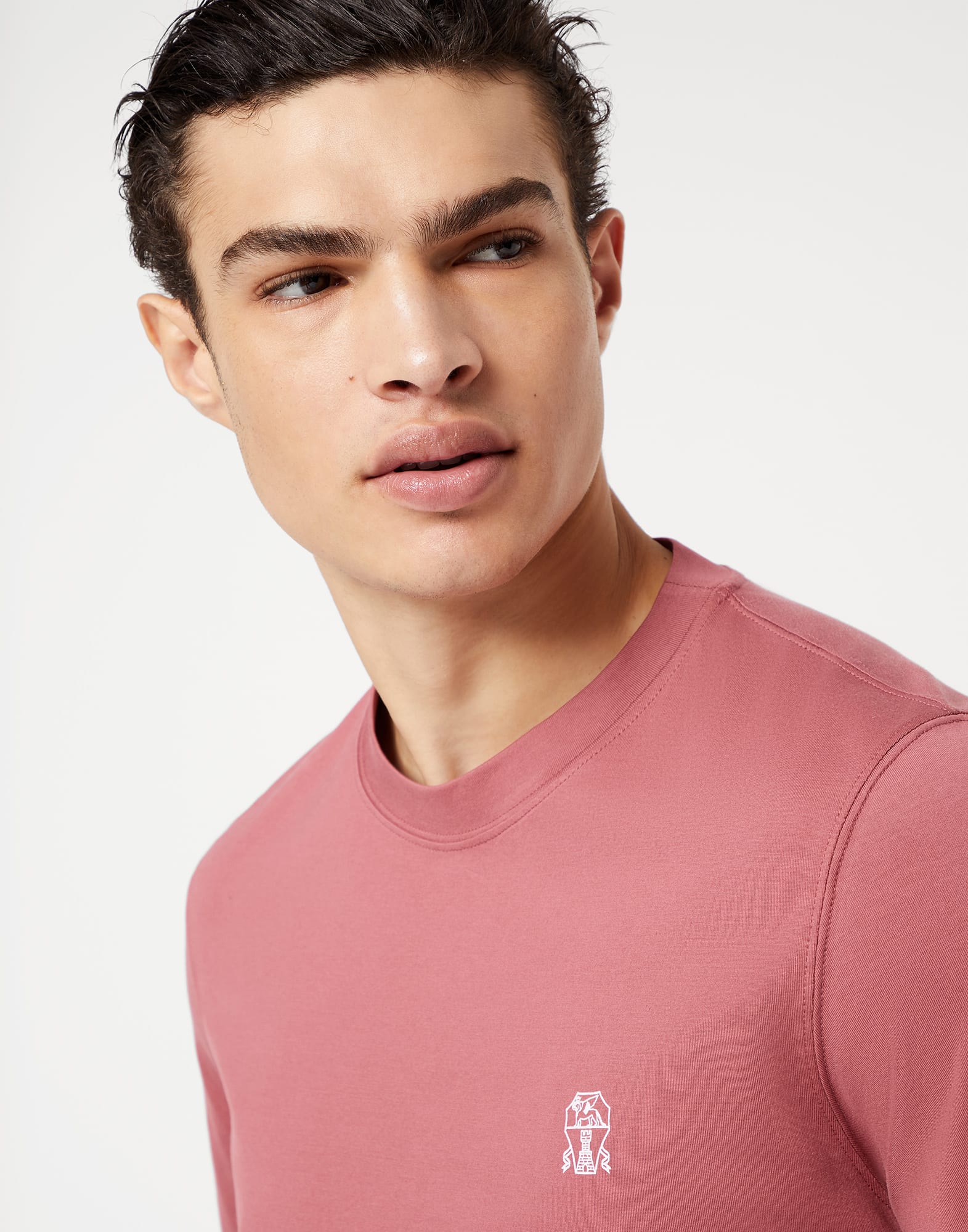 Cotton jersey crew neck T-shirt with printed logo