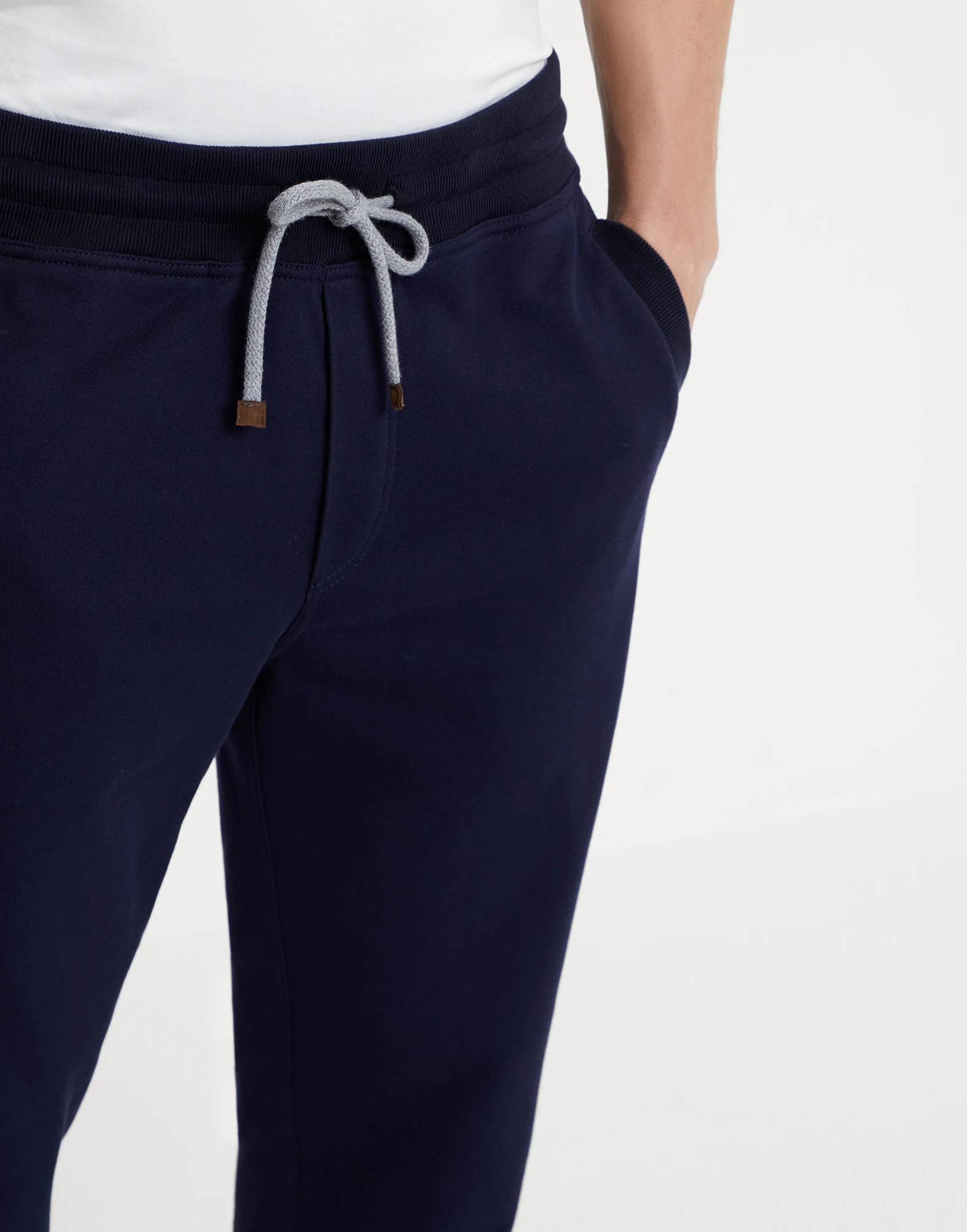 Cotton French terry trousers with elasticated cuffs