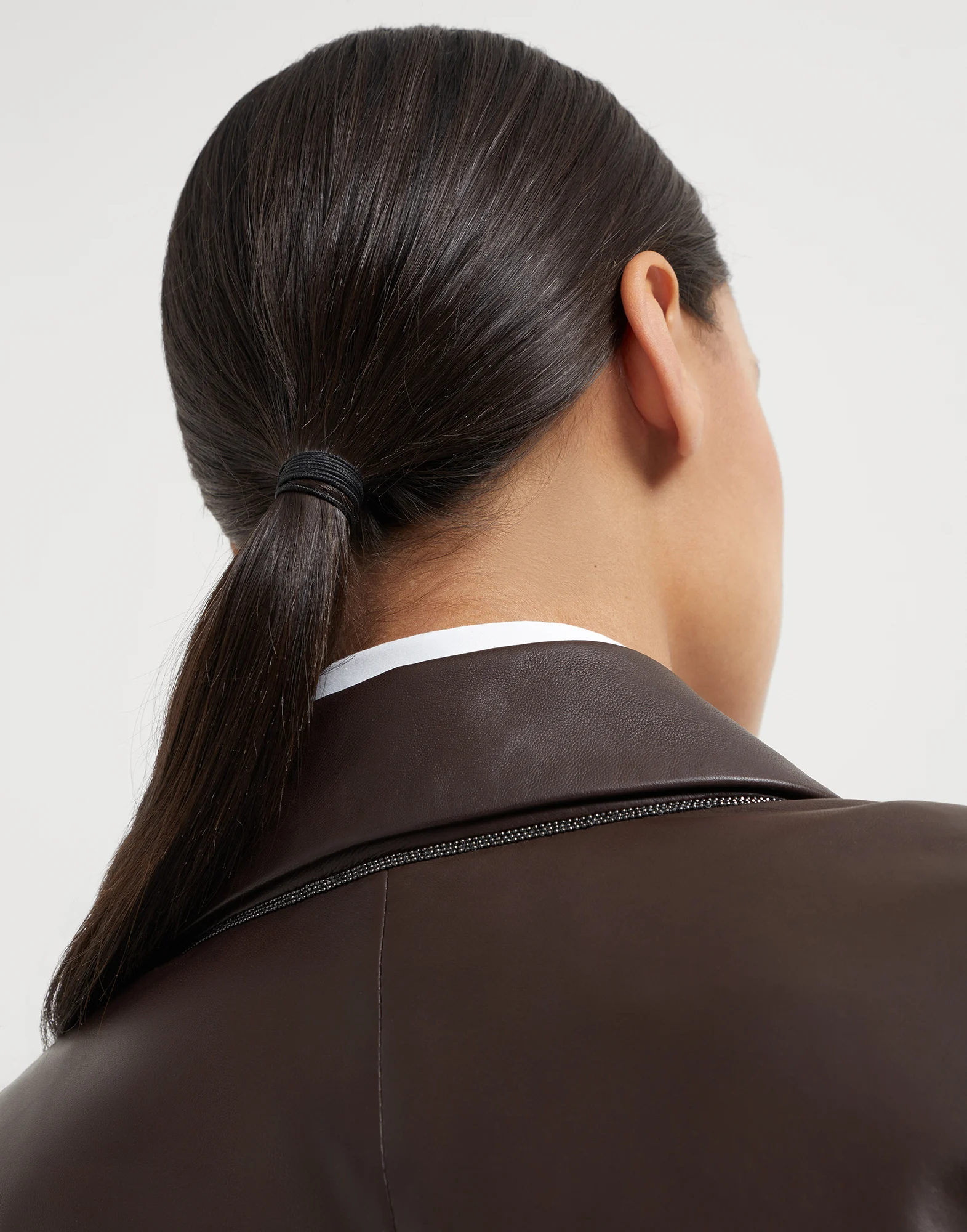 Nappa leather jacket with monili