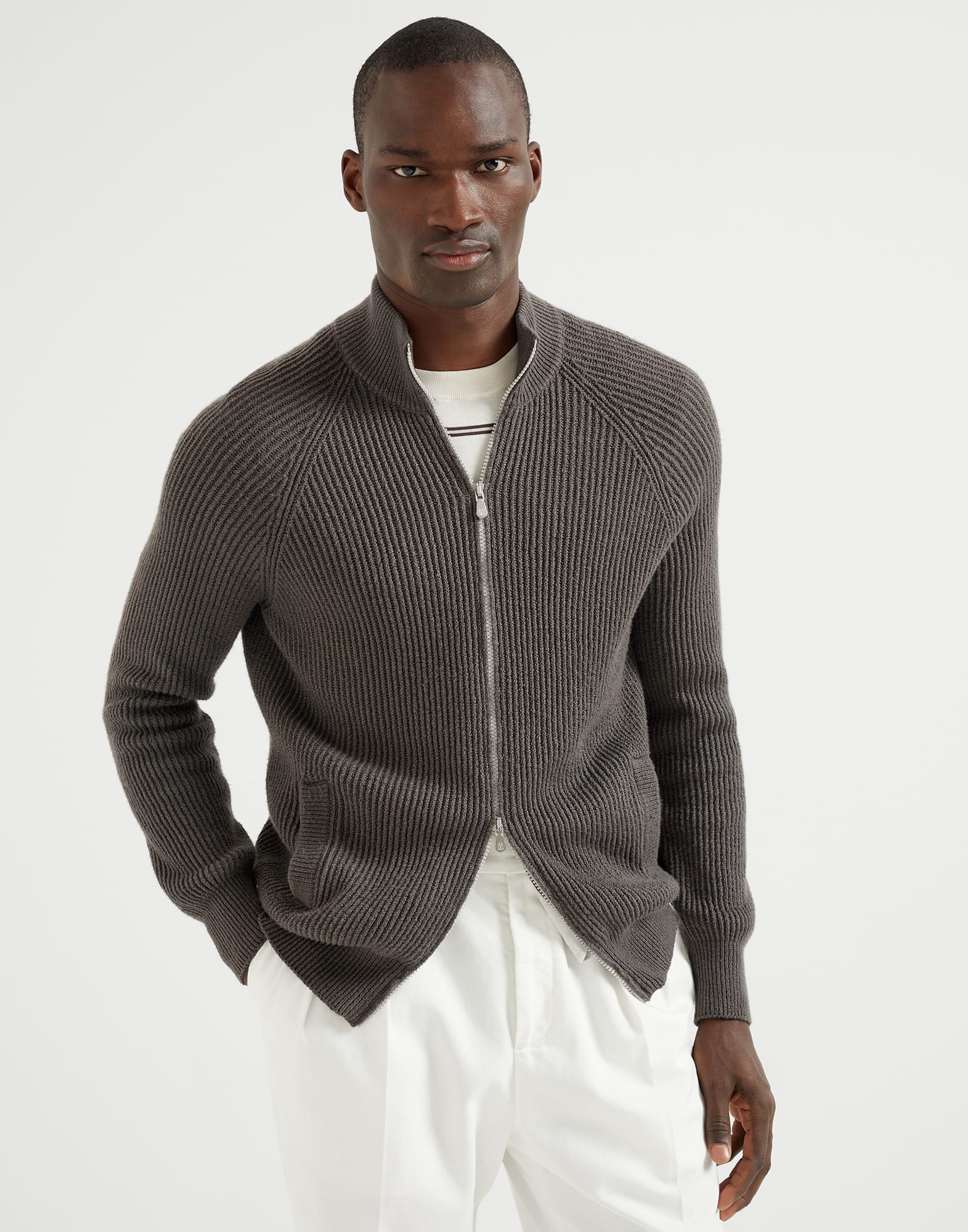 Zip-front cardigan