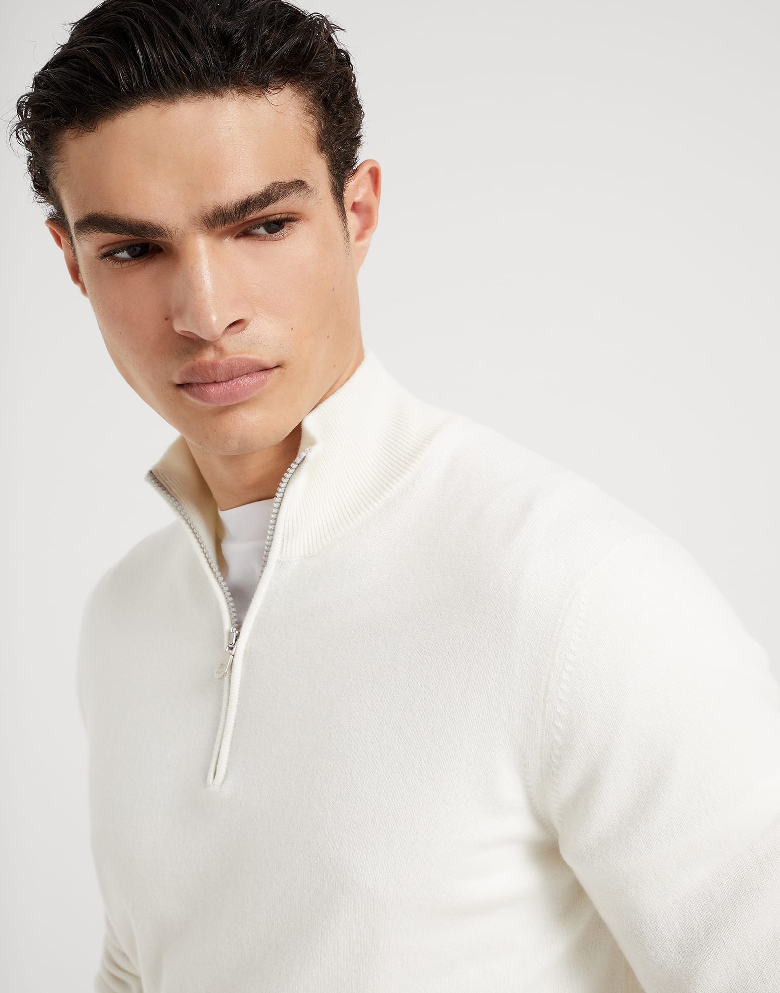 Cashmere turtleneck sweater with zipper