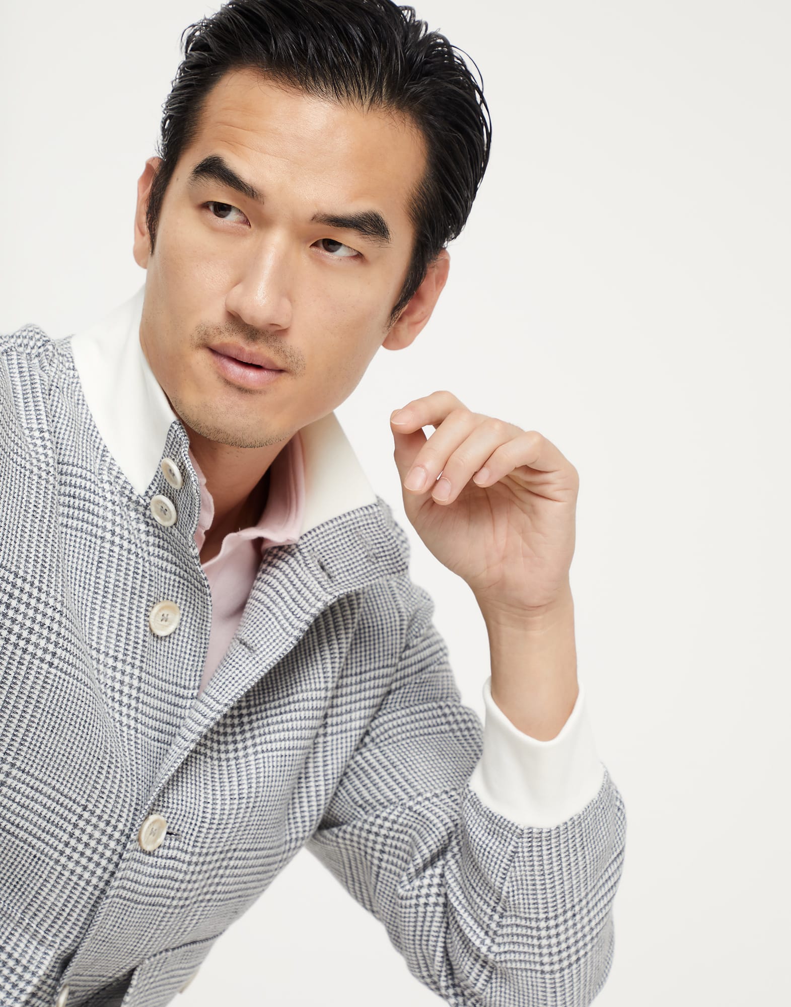 Linen, wool and silk Prince of Wales outerwear jacket