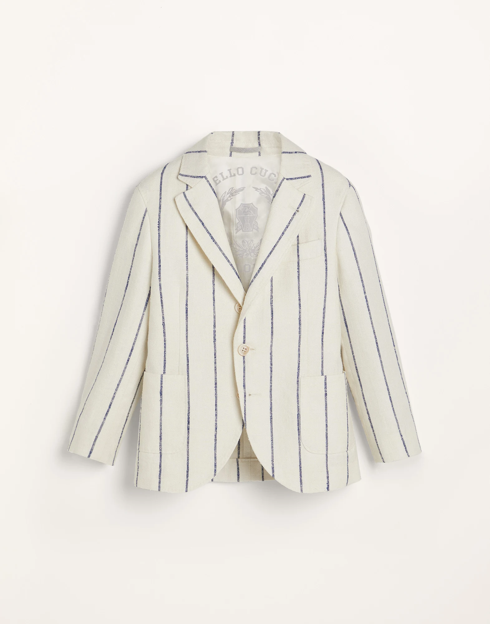 Linen, wool and silk chalk stripe blazer