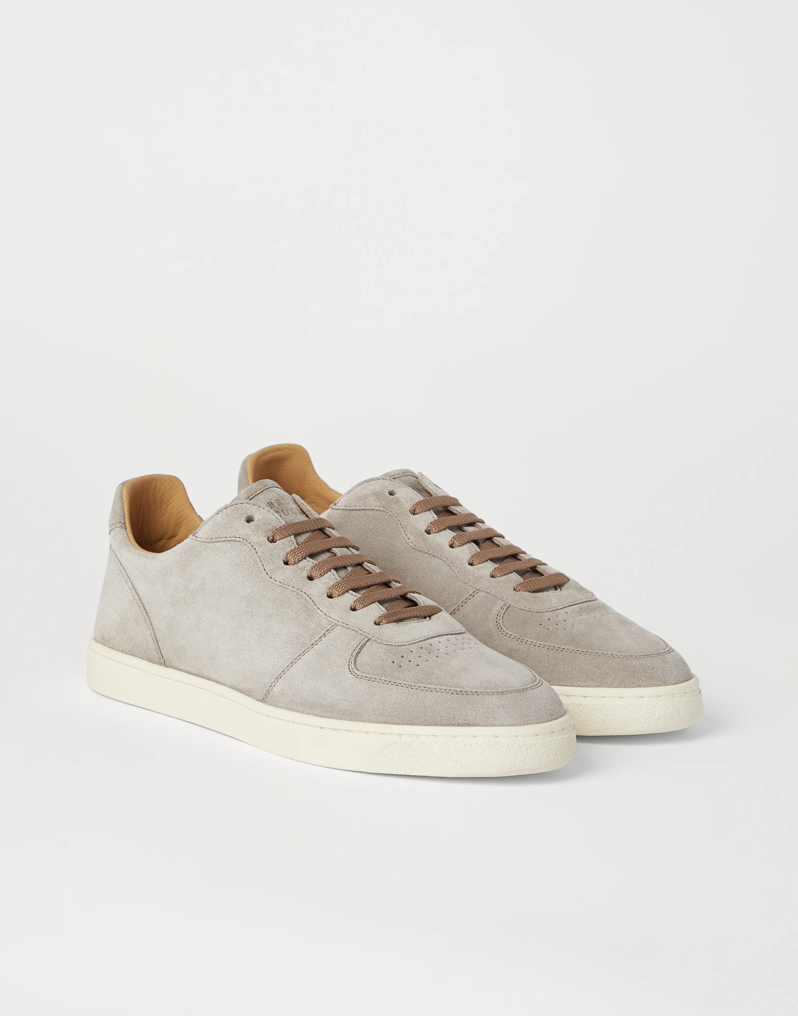 Washed suede sneakers with natural rubber sole