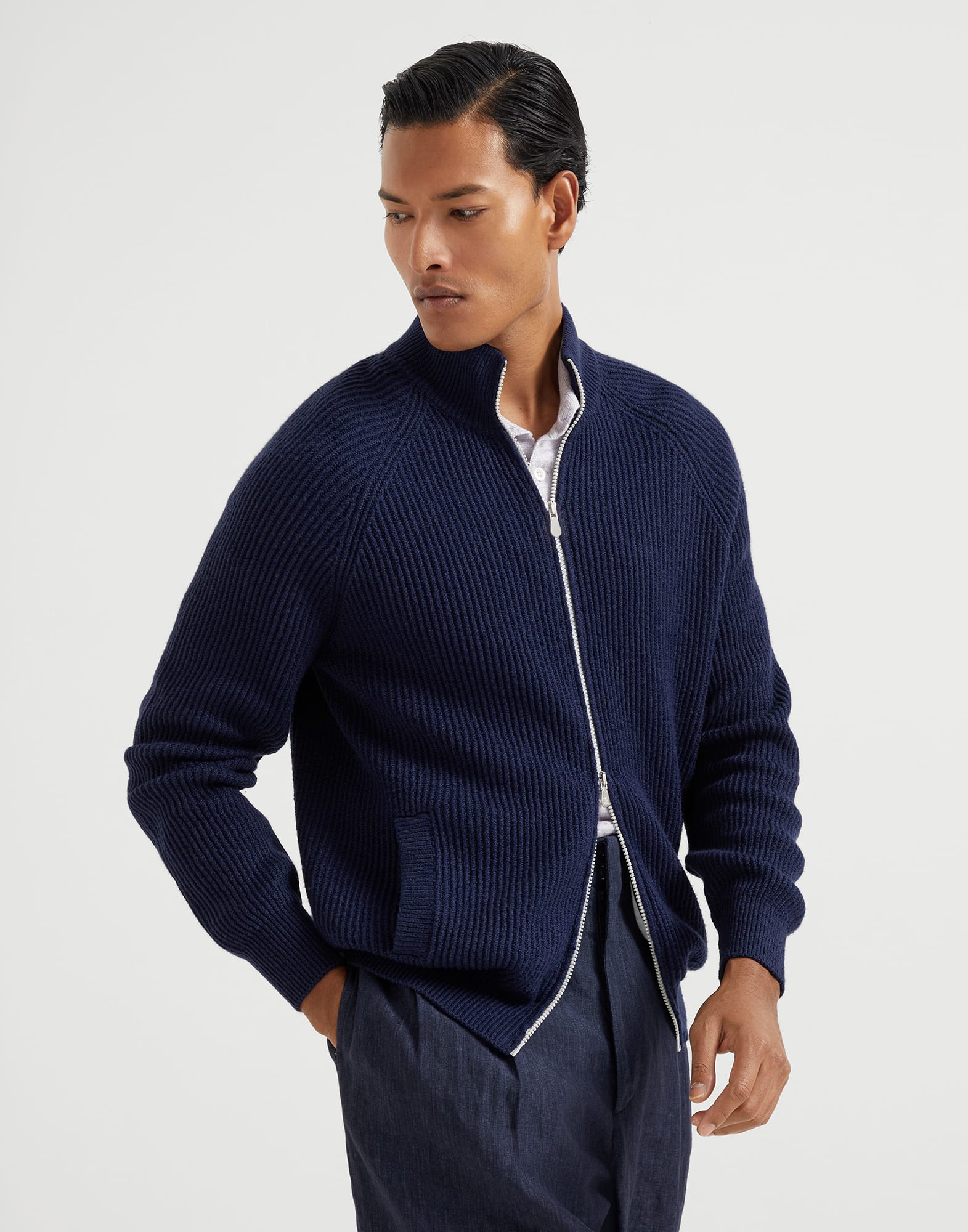 Zip-front cardigan