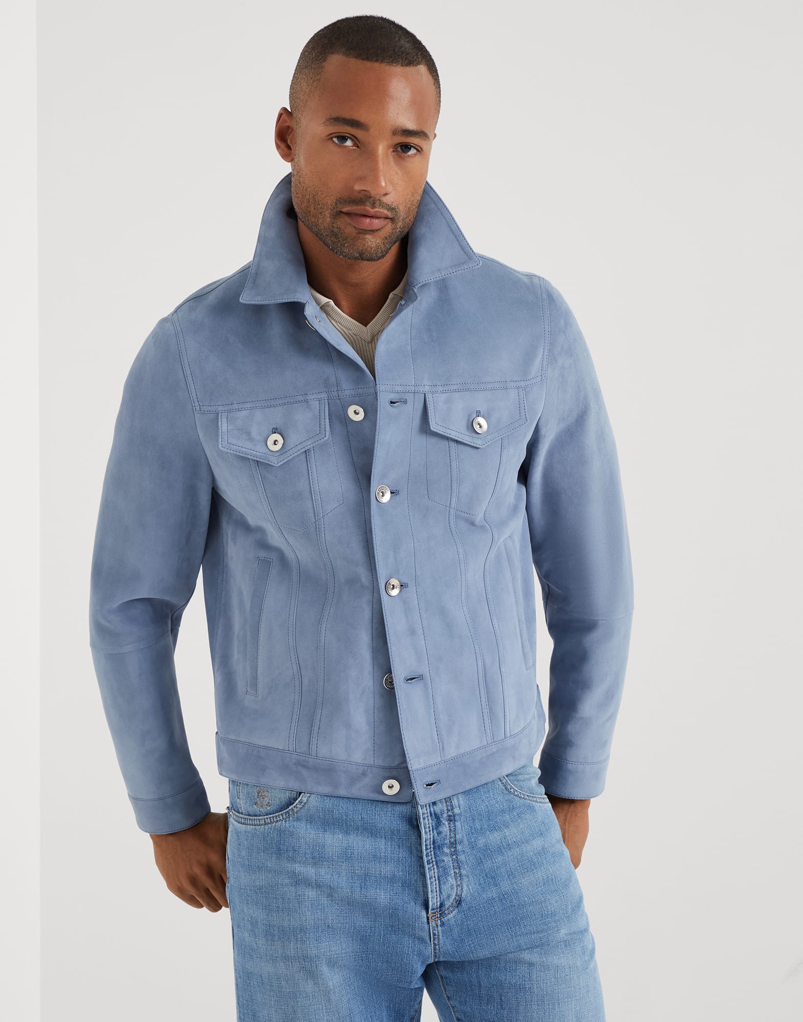 Suede four-pocket jacket