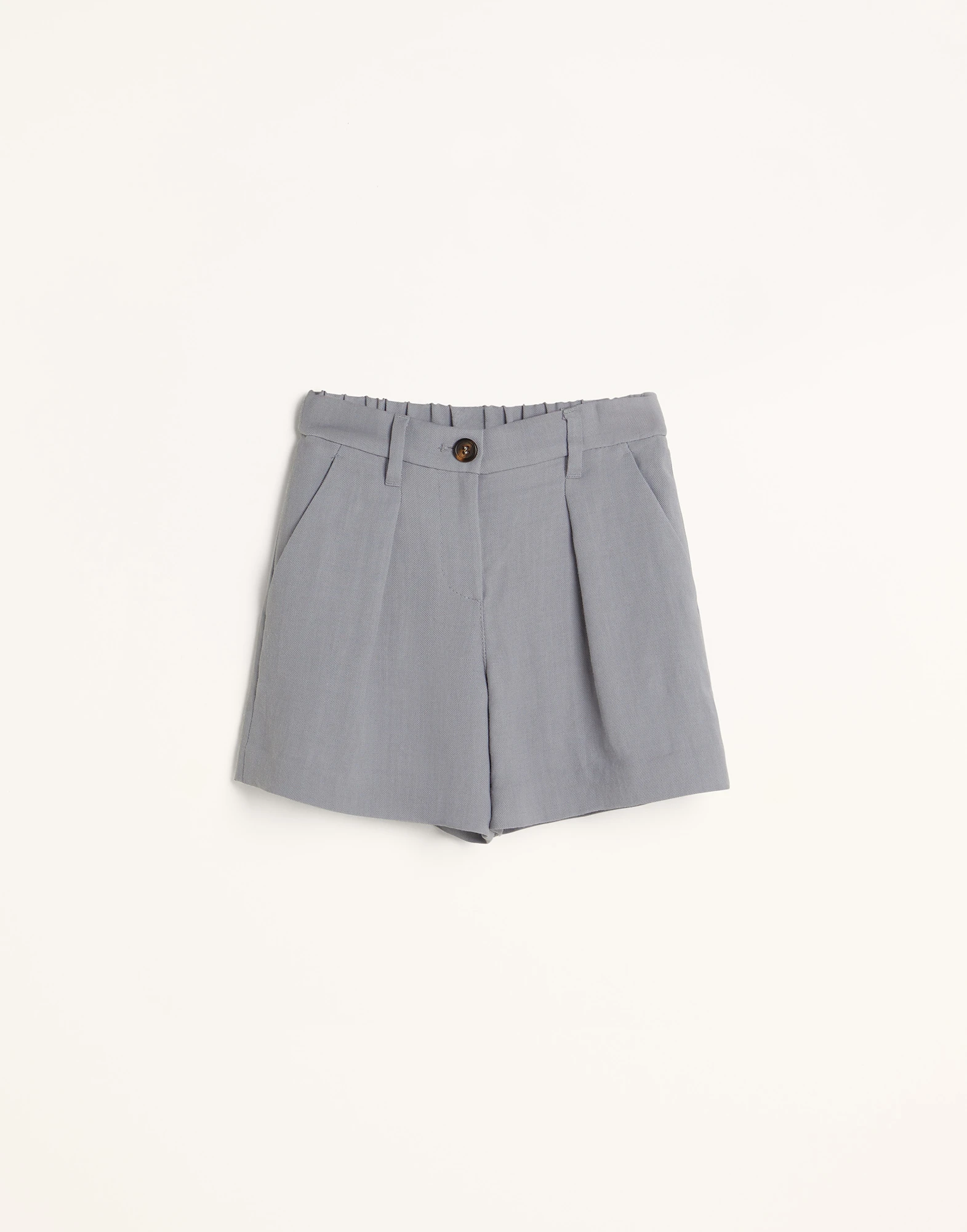 Viscose and linen fluid twill sartorial shorts with monili