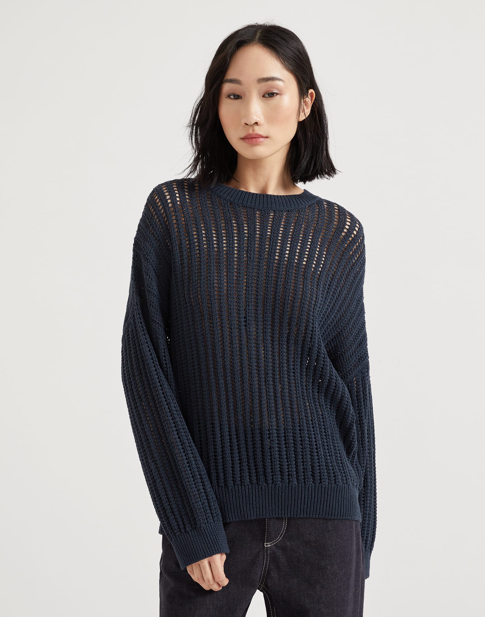 Ribbed openwork sweater
