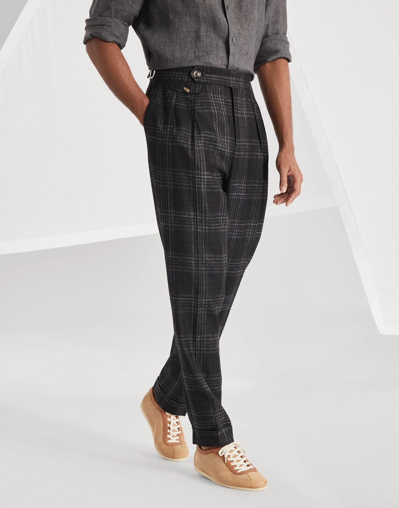 Wool, silk and linen trousers