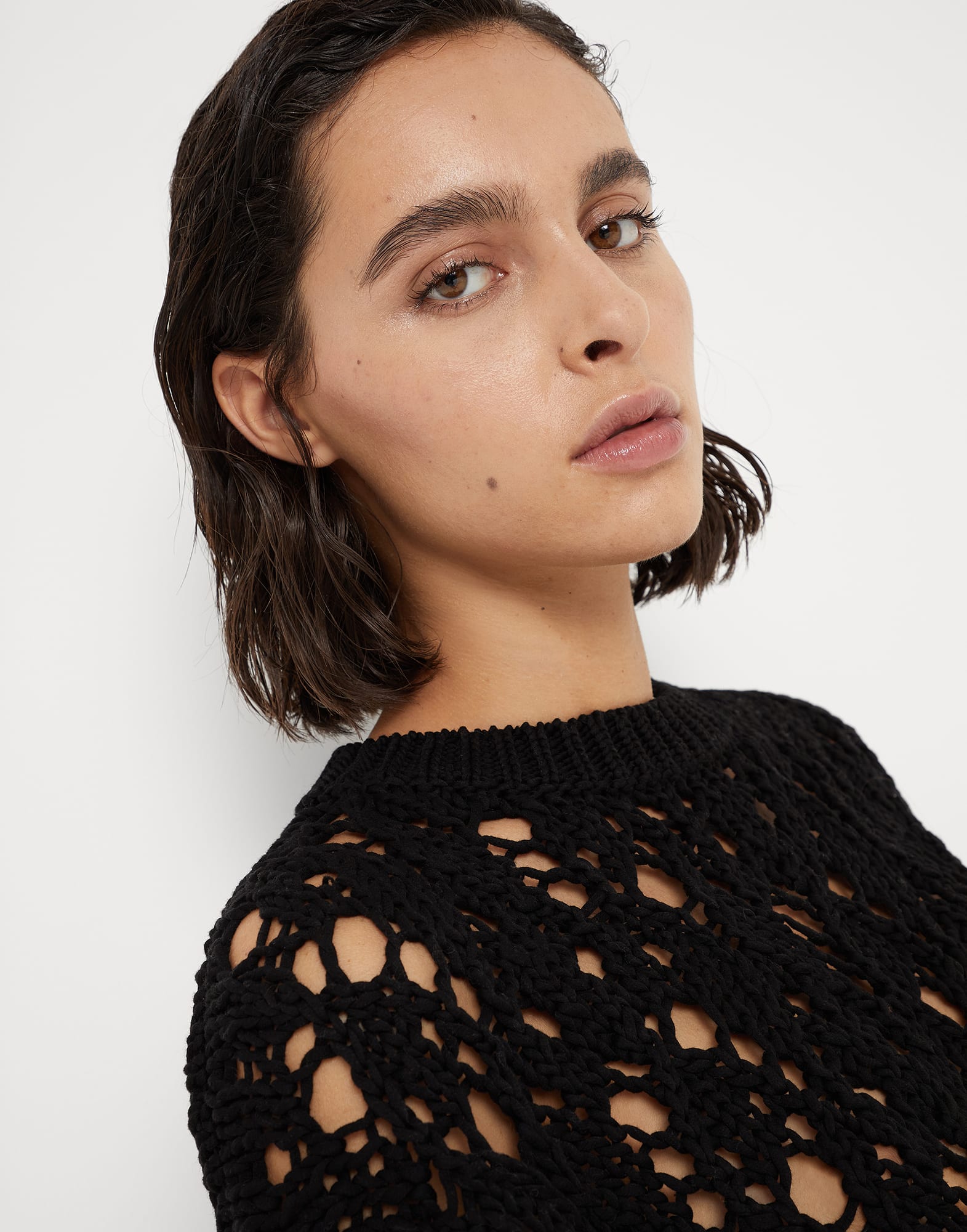 Cotton soft feather yarn lace stitch sweater