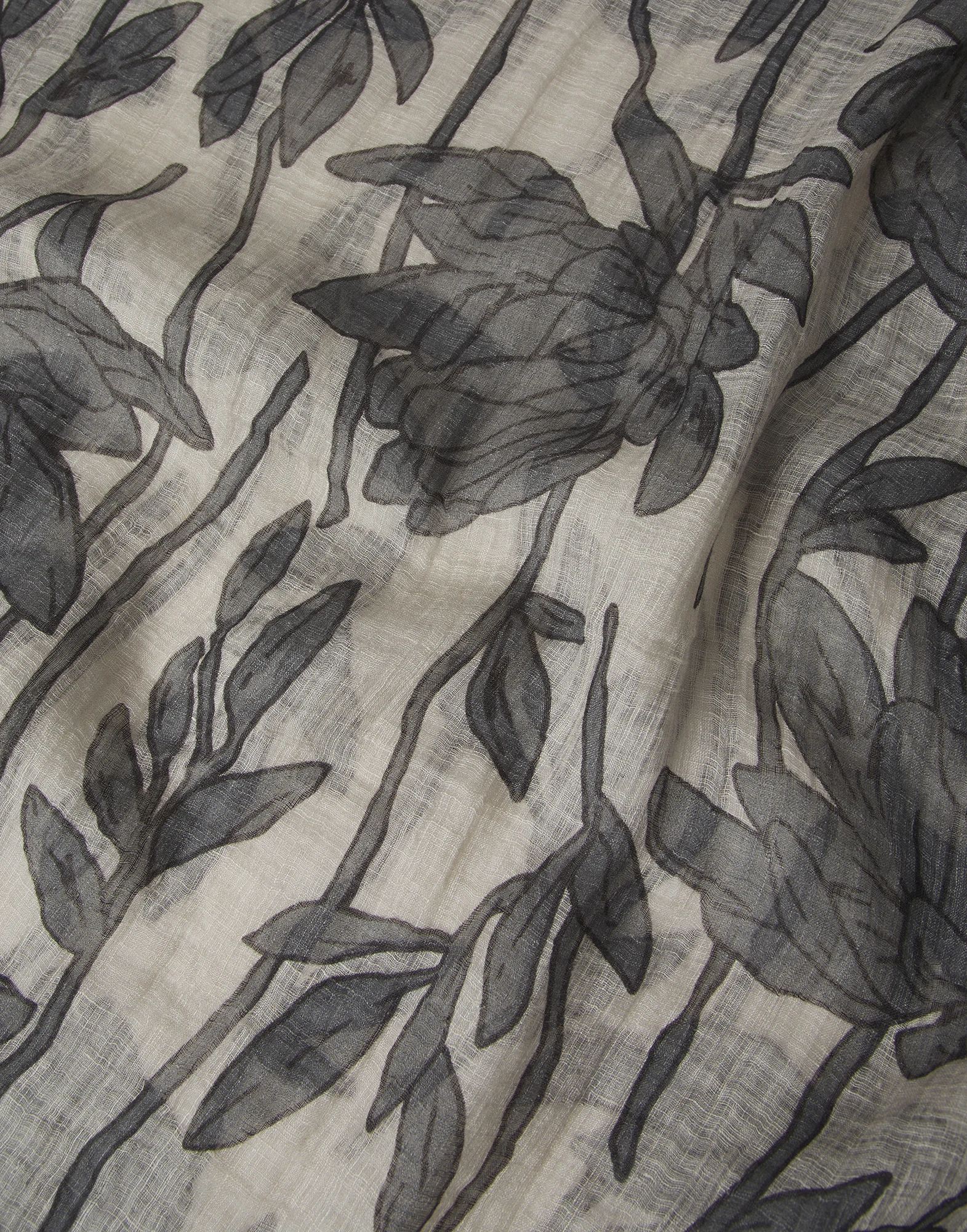 Magnolia print linen scarf