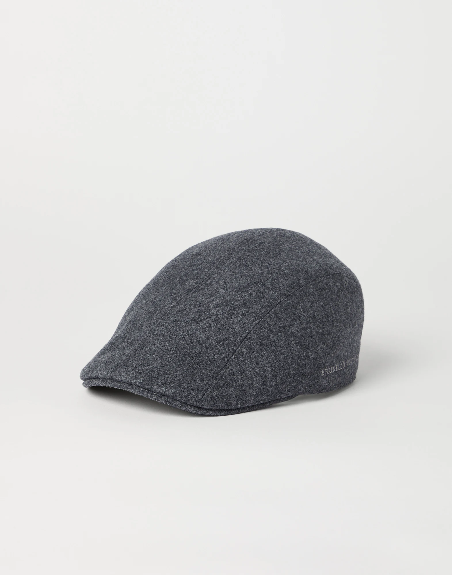 Virgin wool flannel flat cap with embroidered logo
