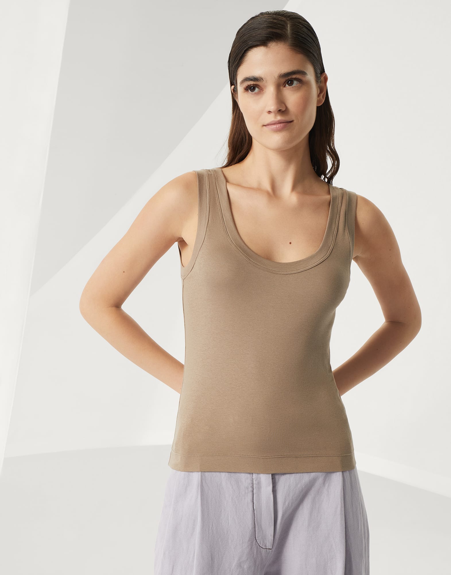 Ribbed jersey top