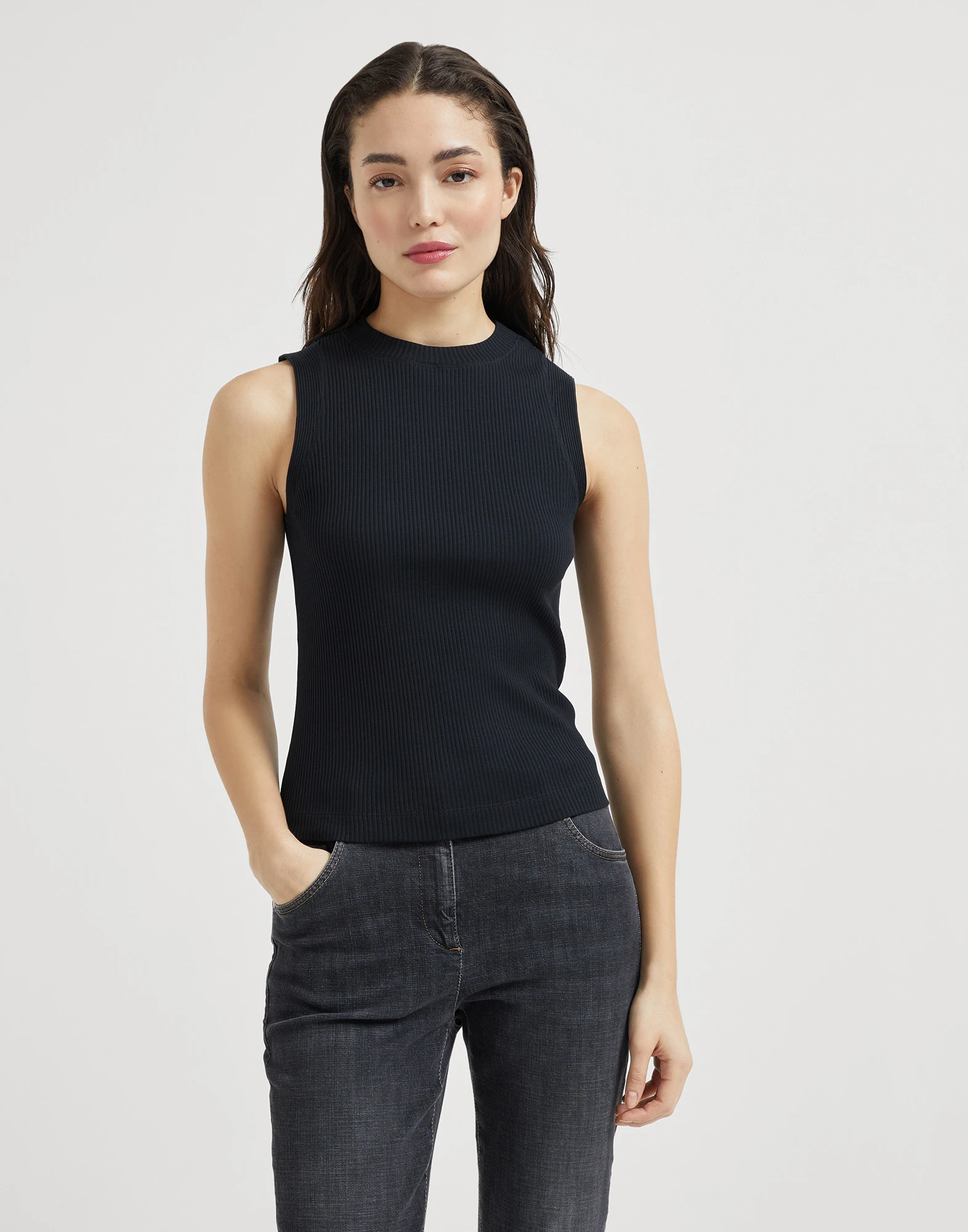 Ribbed jersey top