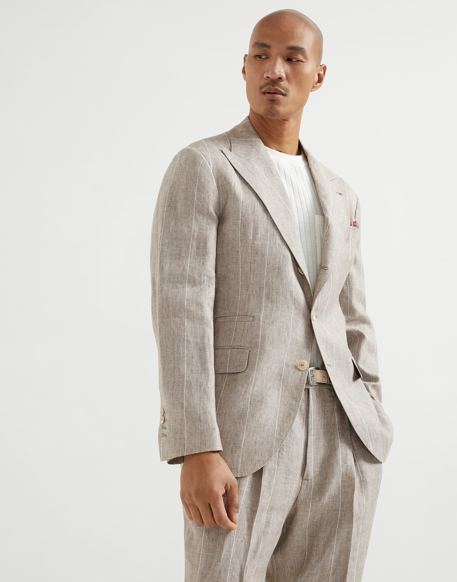 Wide chalk stripe deconstructed blazer