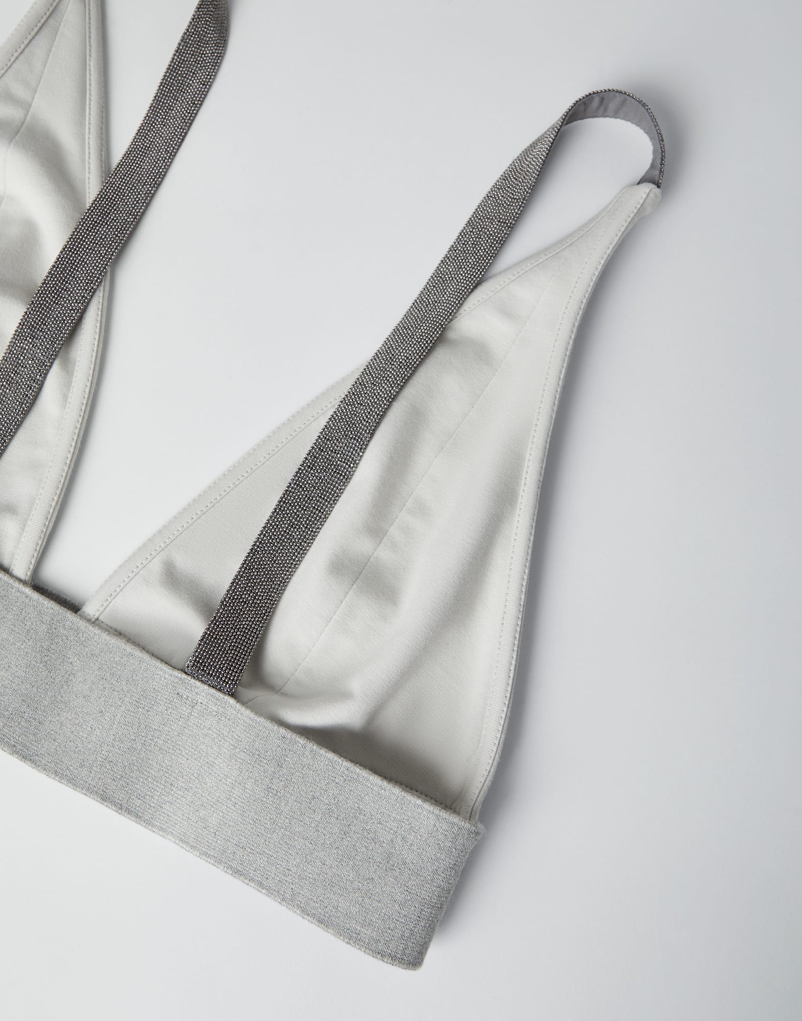 Stretch cotton French terry bralette top with precious straps
