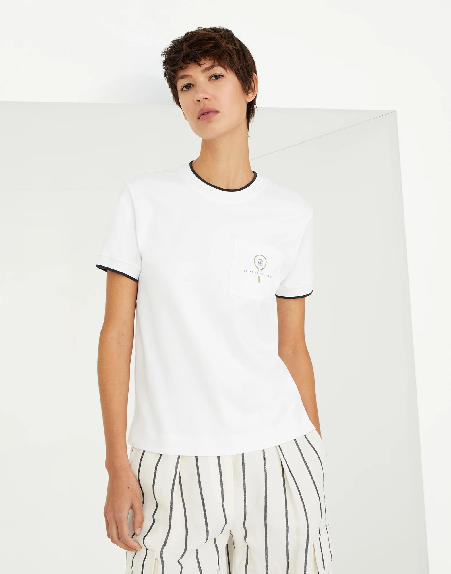 Cotton interlock t-shirt with tennis logo