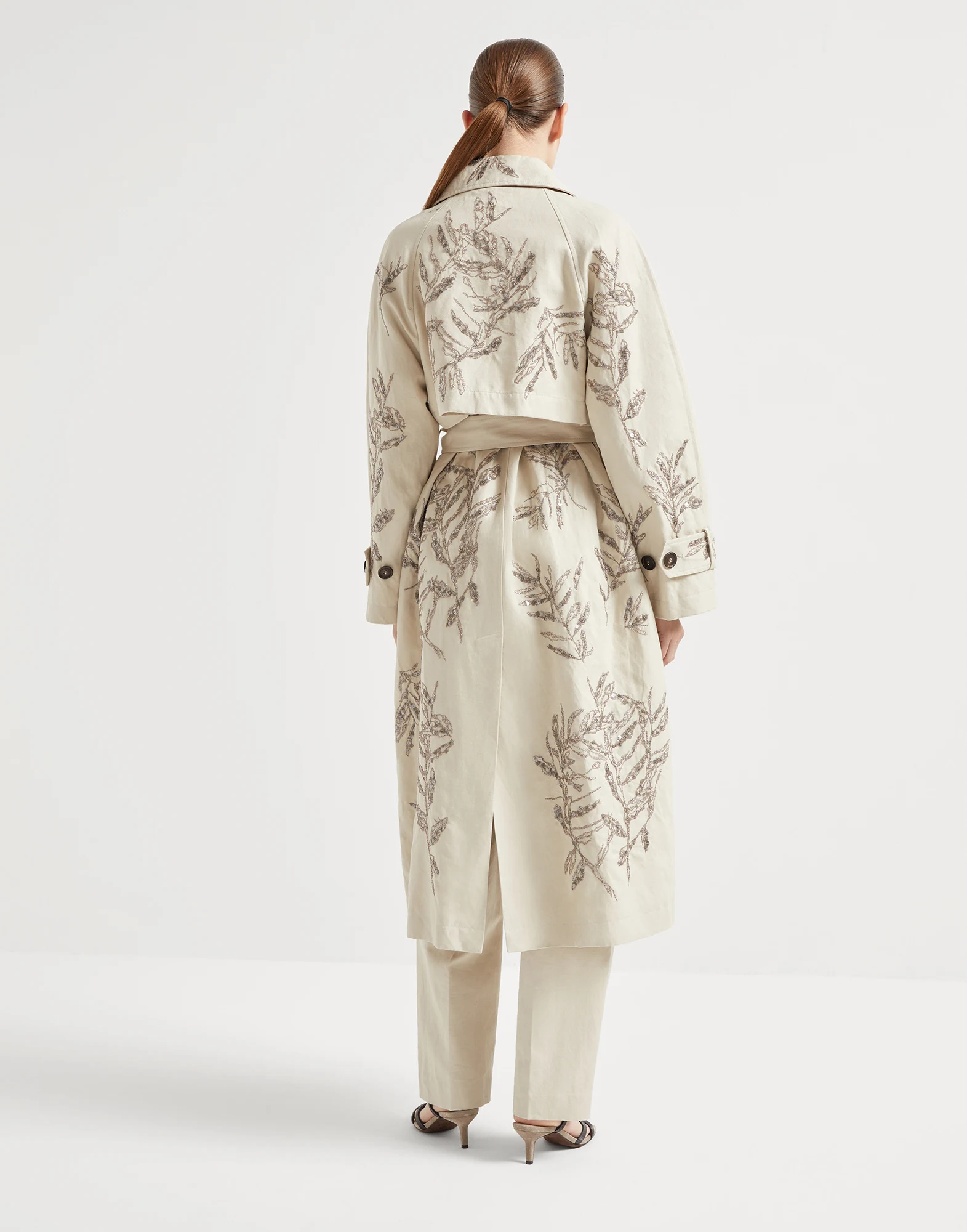 Flora Embroidery trench coat