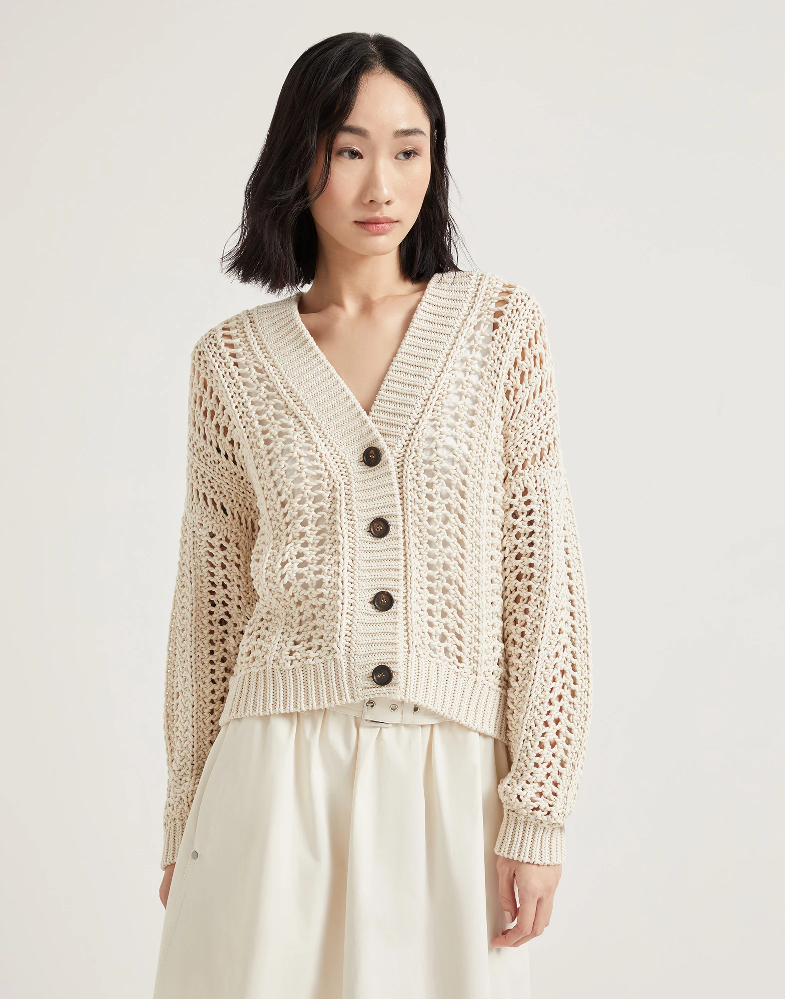 Ribbed Net cardigan