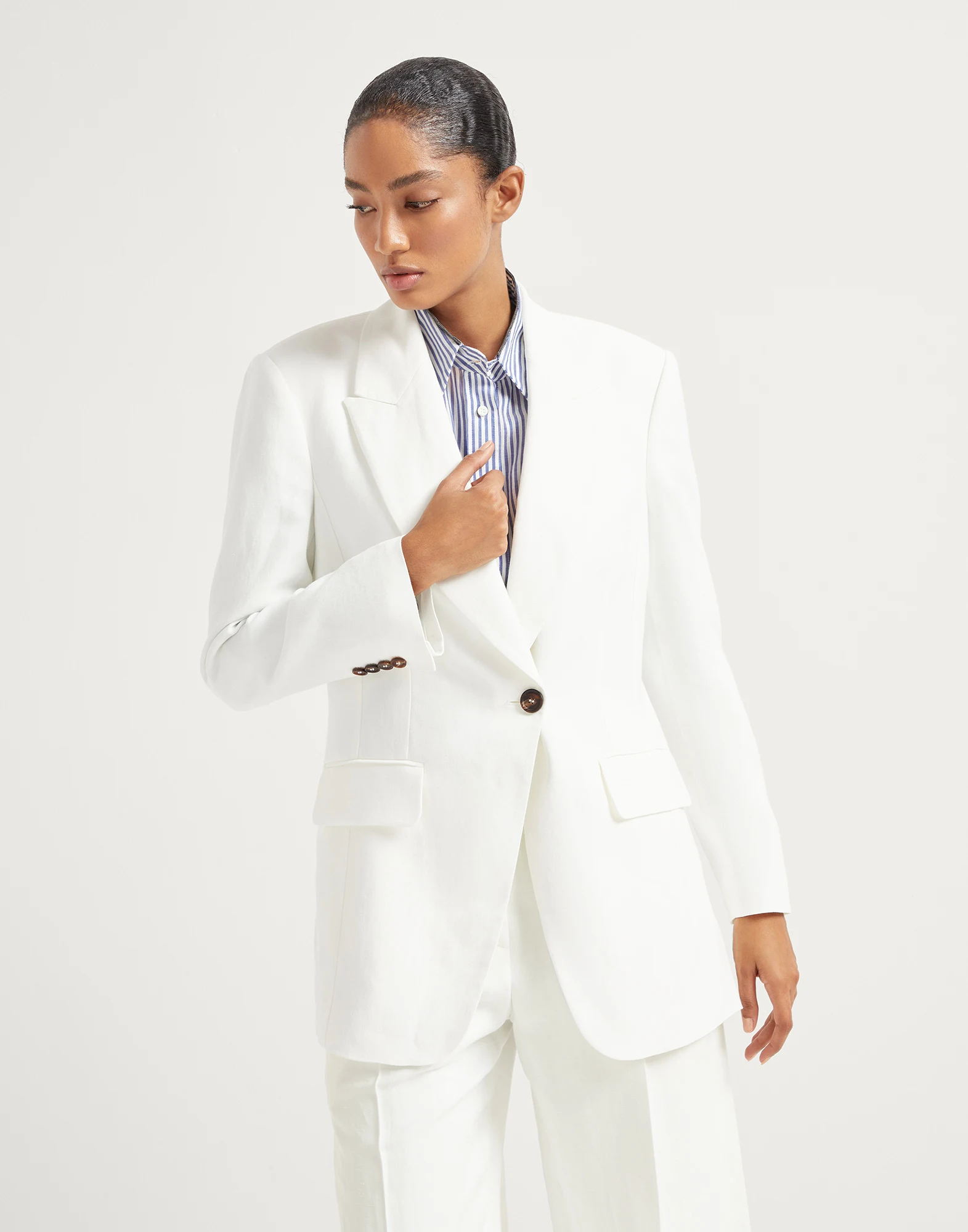 Twill blazer with monili