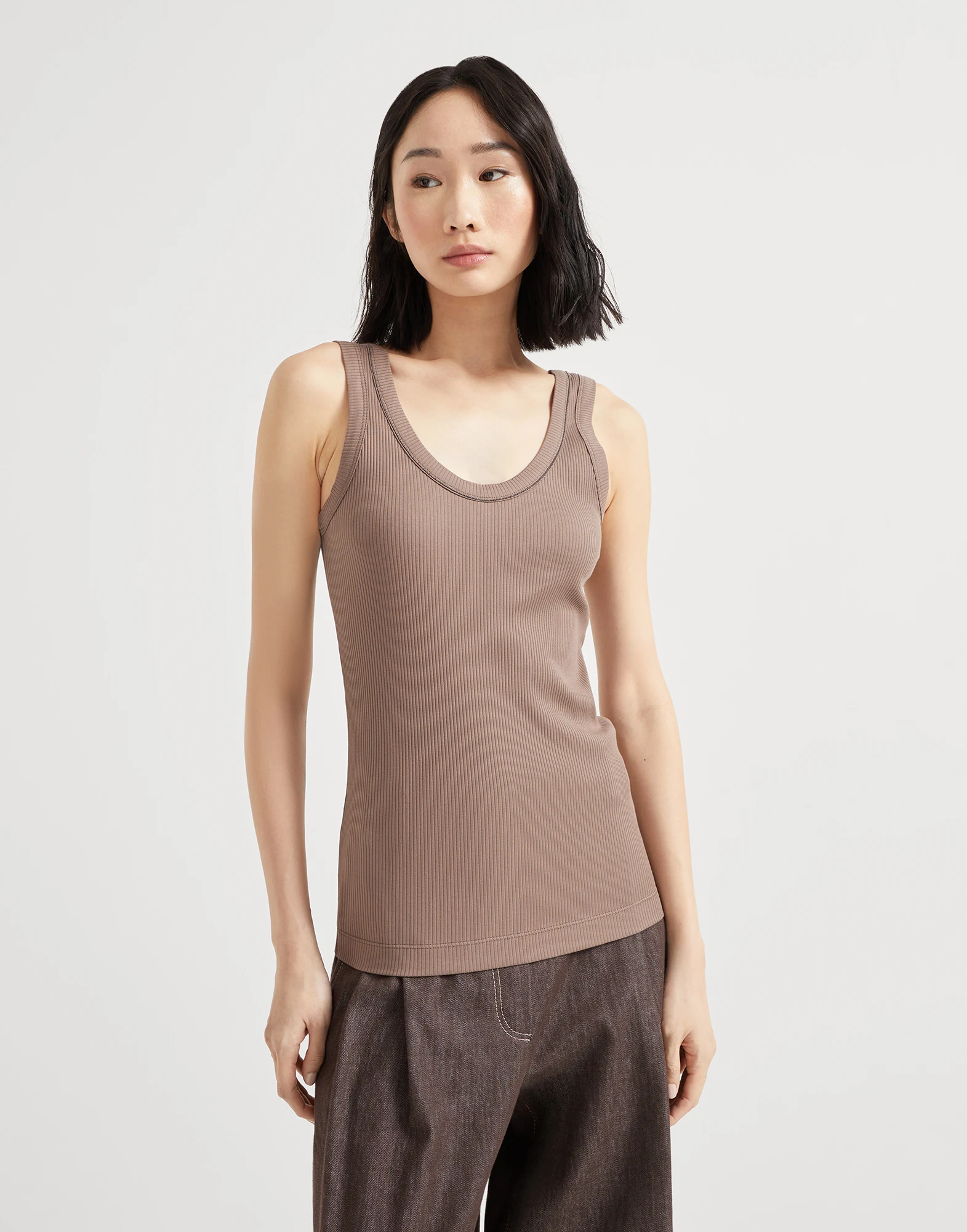 Ribbed jersey top
