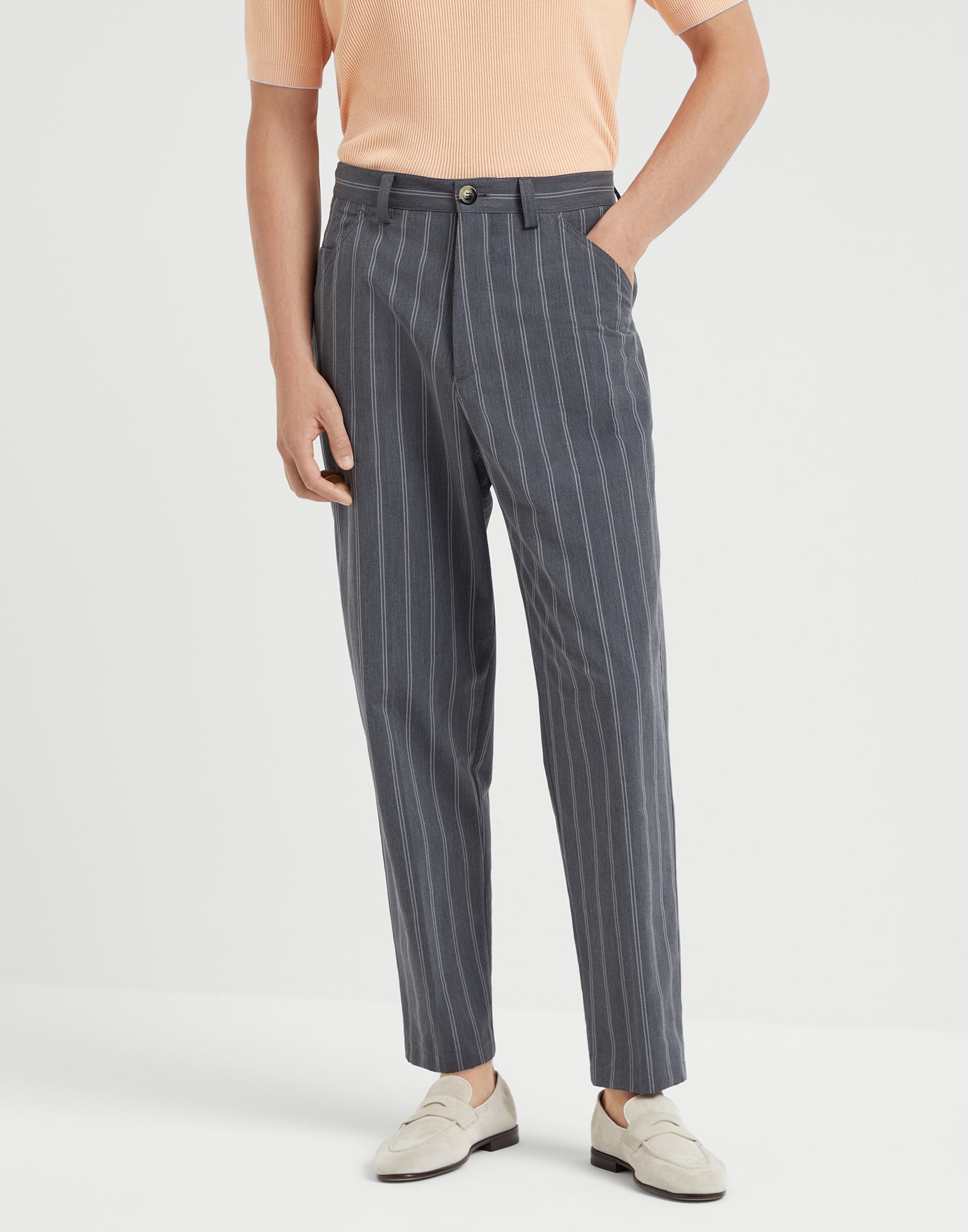 Chalk stripe trousers