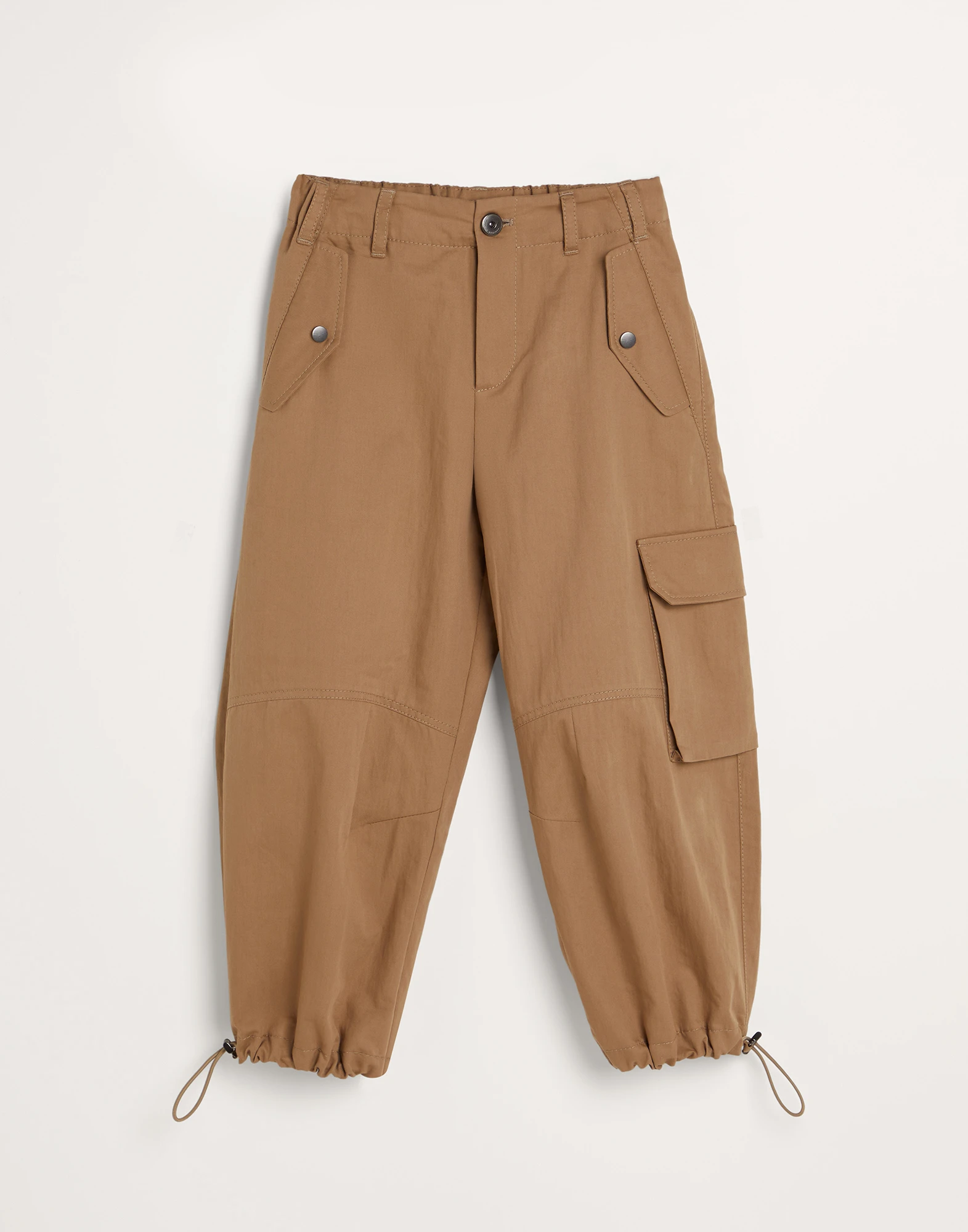 Crispy cotton gabardine utility trousers with monili