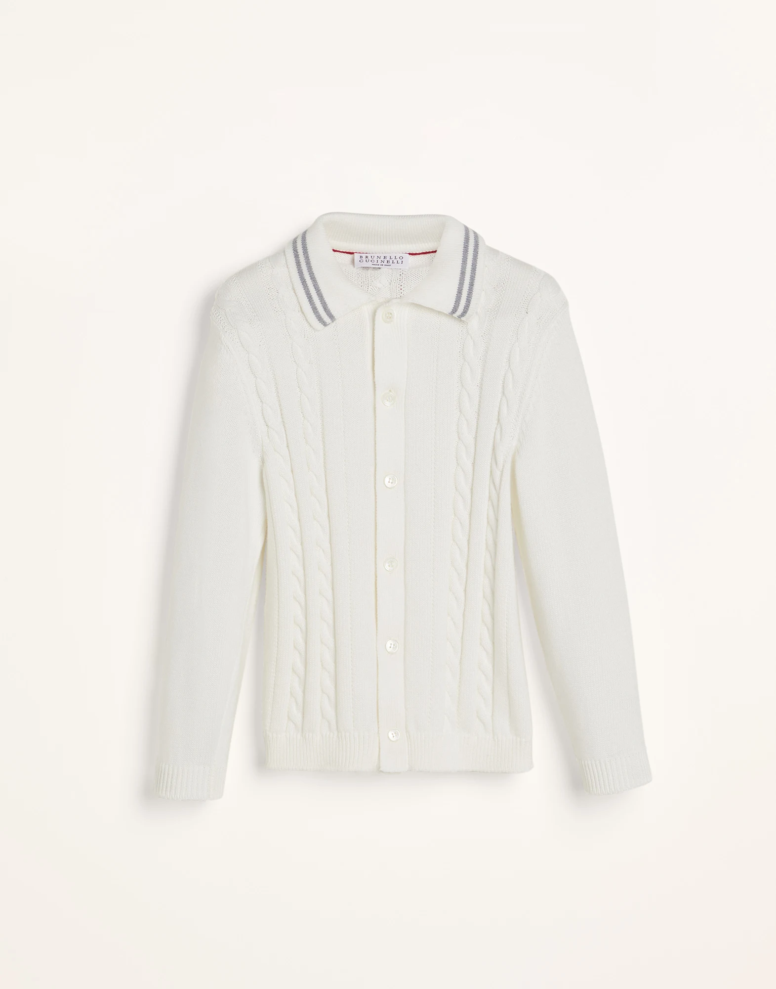 Cotton knit shirt with cables