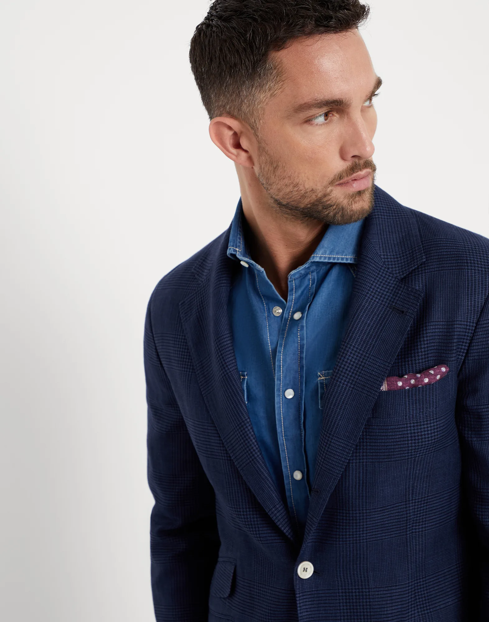 Wool, linen and silk Prince of Wales deconstructed Cavallo blazer
