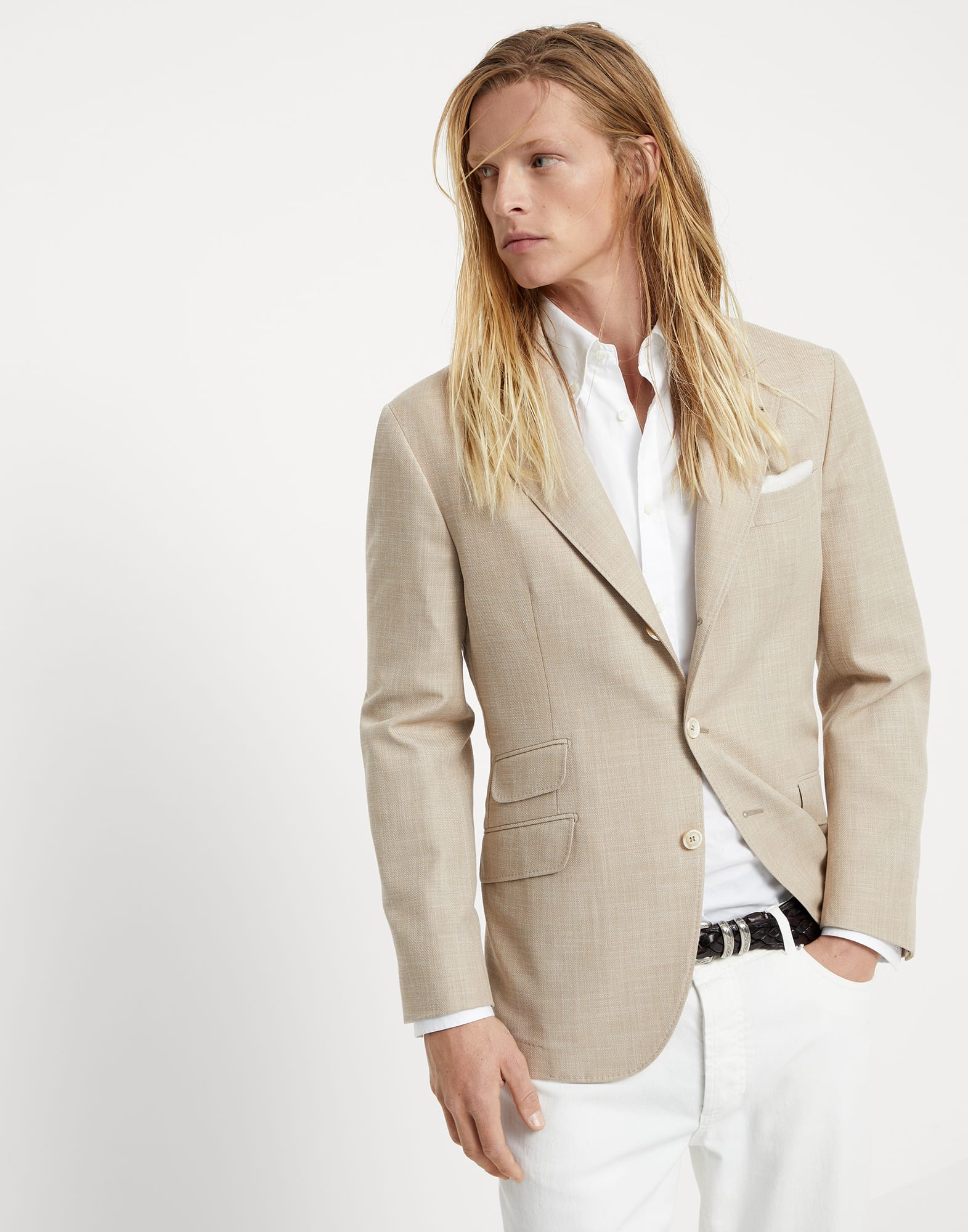 Cotton and virgin wool diagonal deconstructed Cavallo blazer