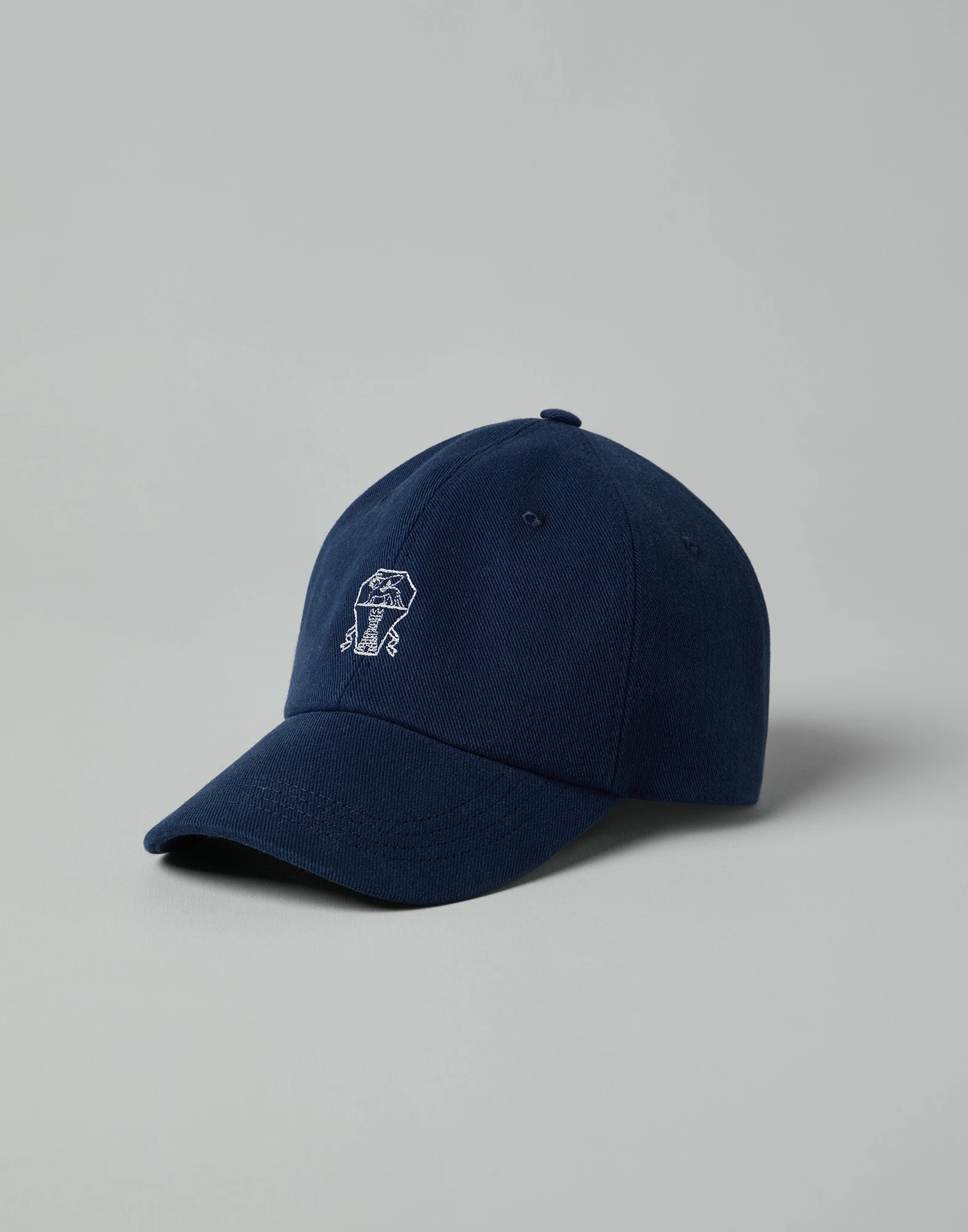 Garment-dyed lightweight denim baseball cap with embroidered logo