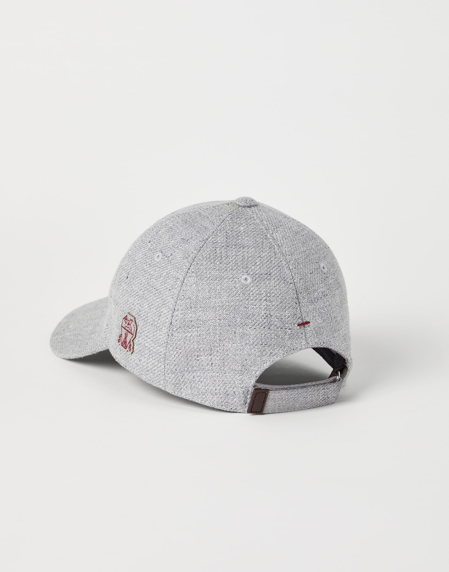 Linen, wool and silk diagonal baseball cap with logo patch