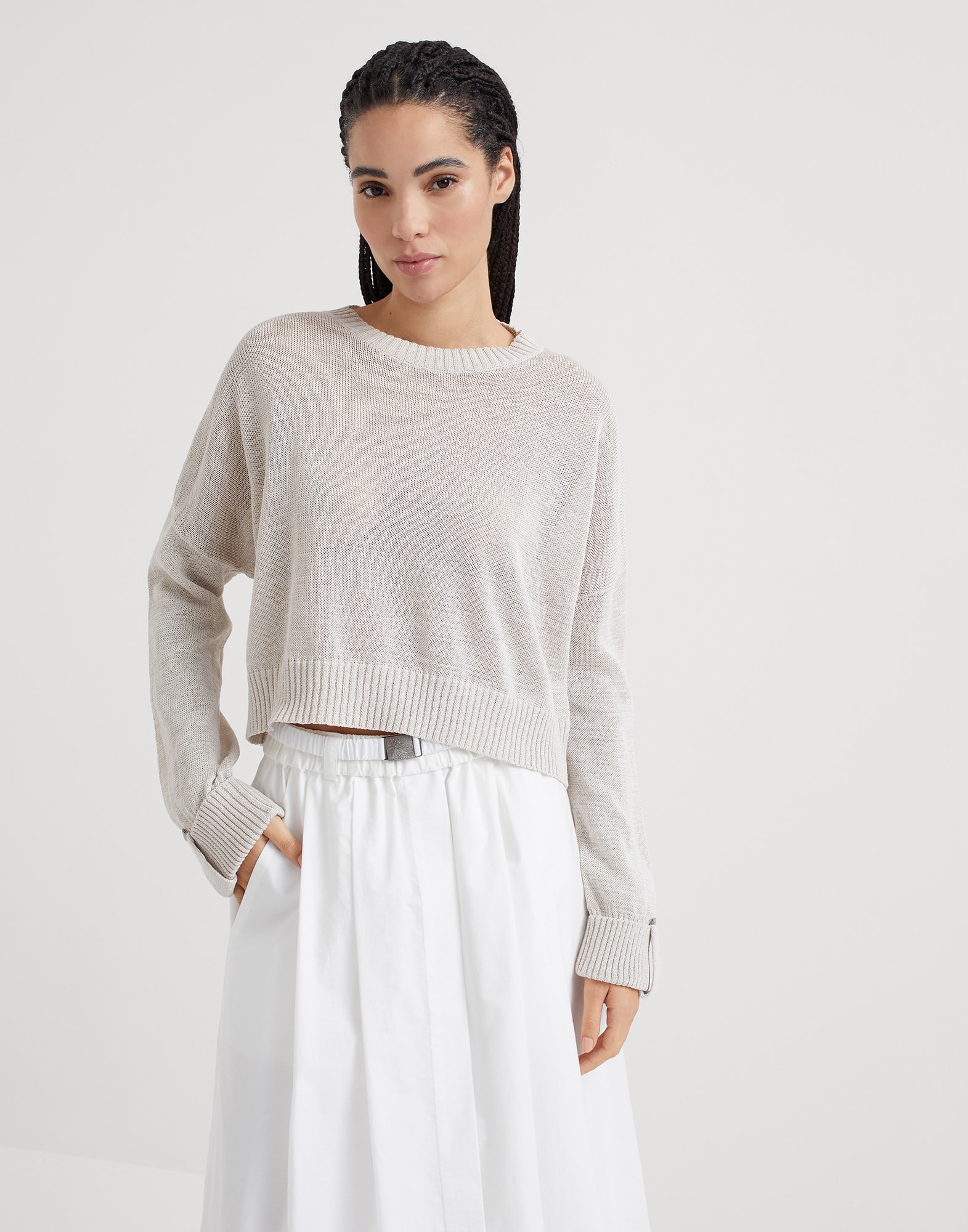 Cotton sweater with shiny details