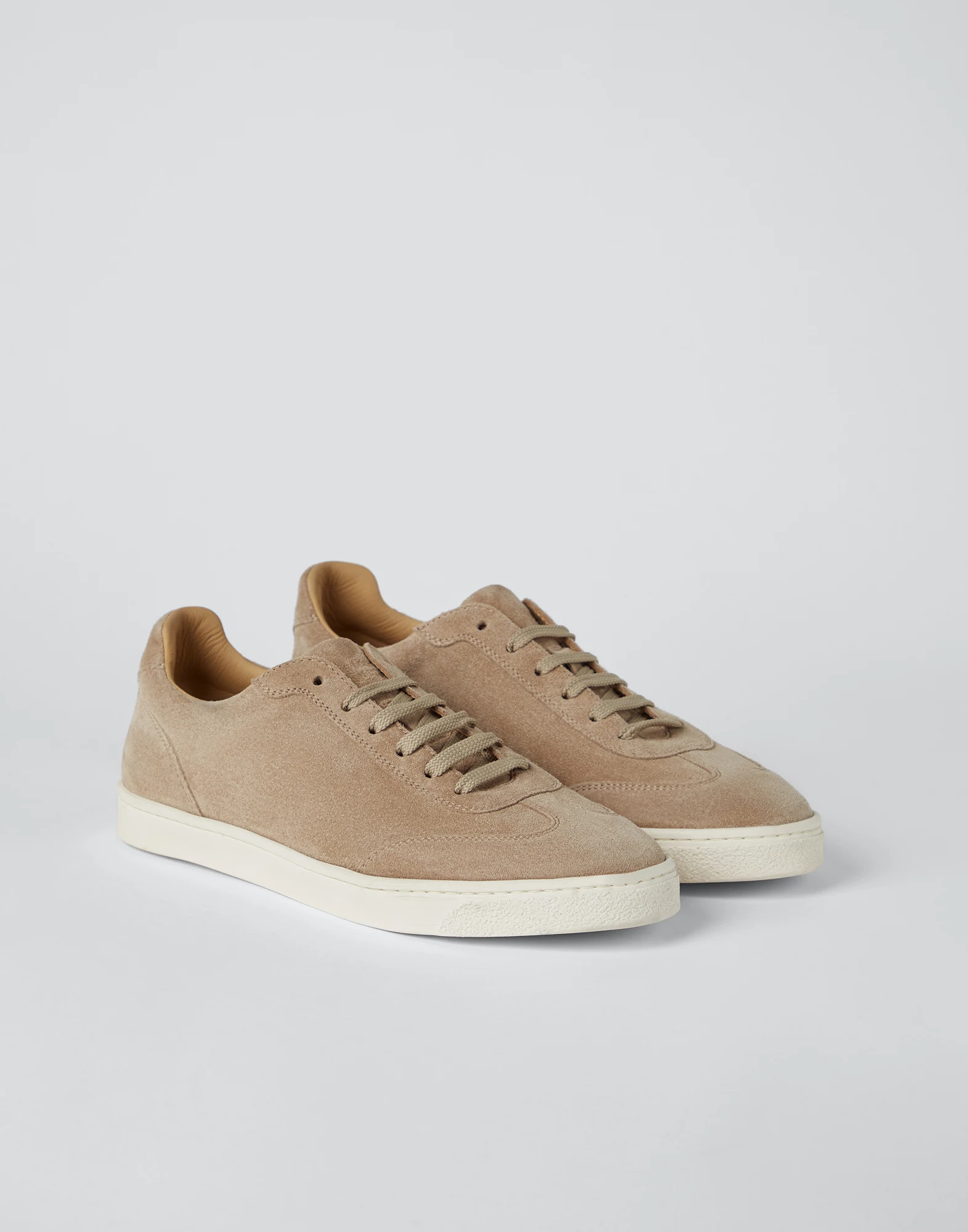 Suede sneakers with natural rubber sole