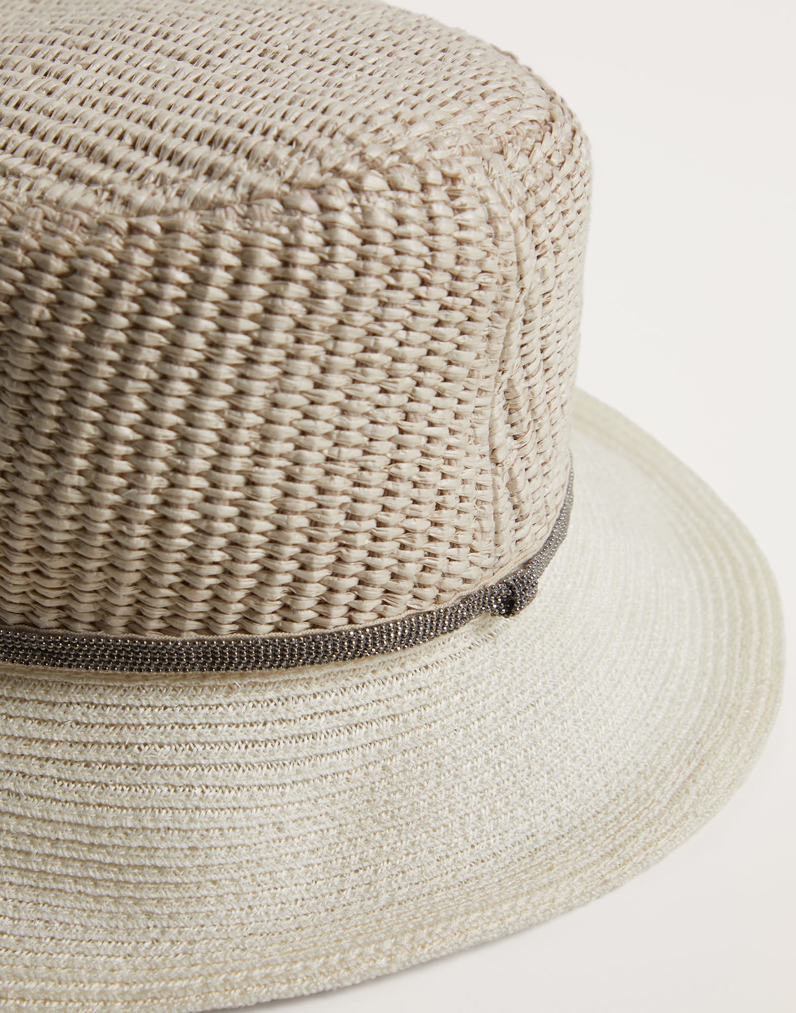 Raffia effect bucket hat with monili
