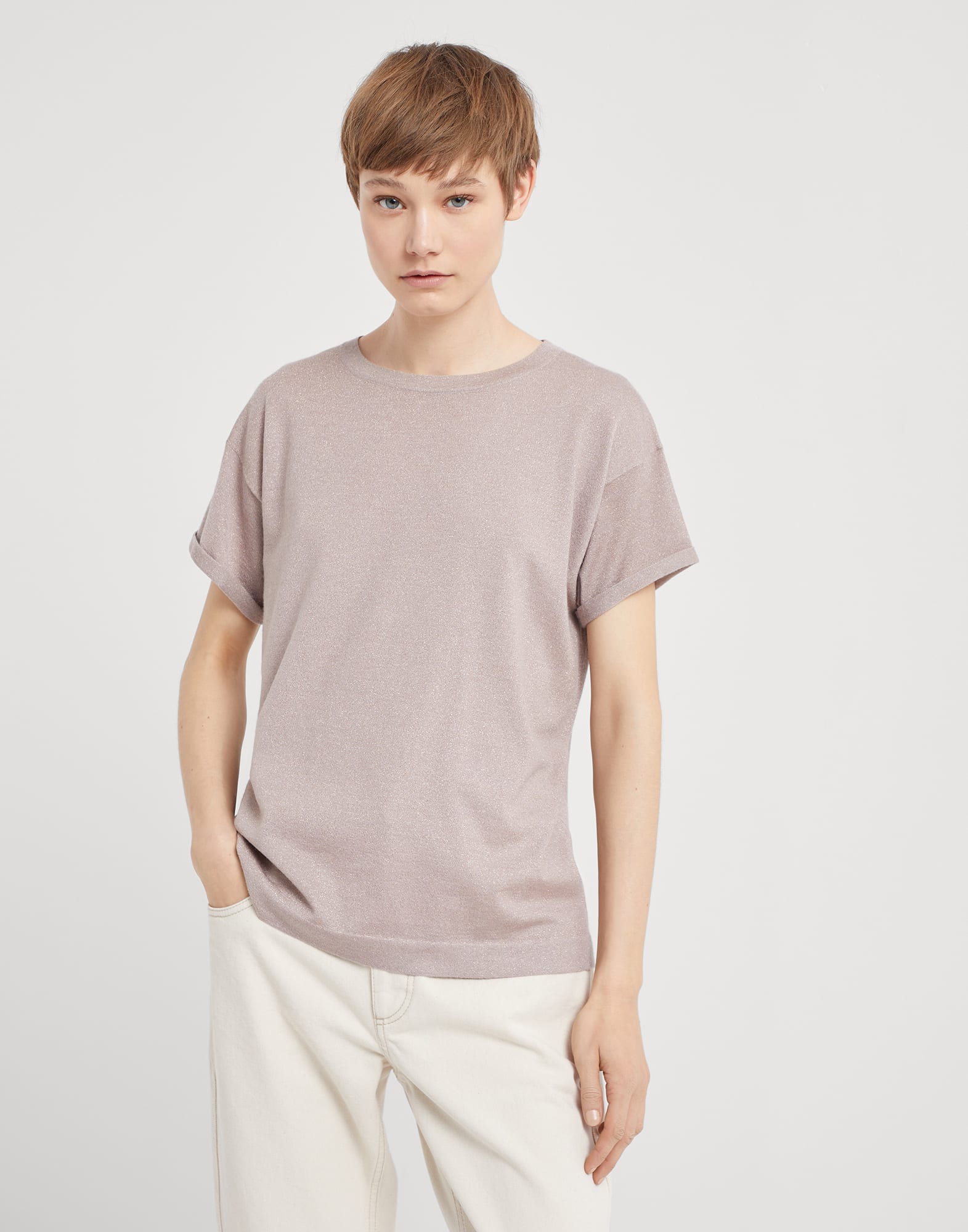Sparkling cashmere and silk lightweight sweater