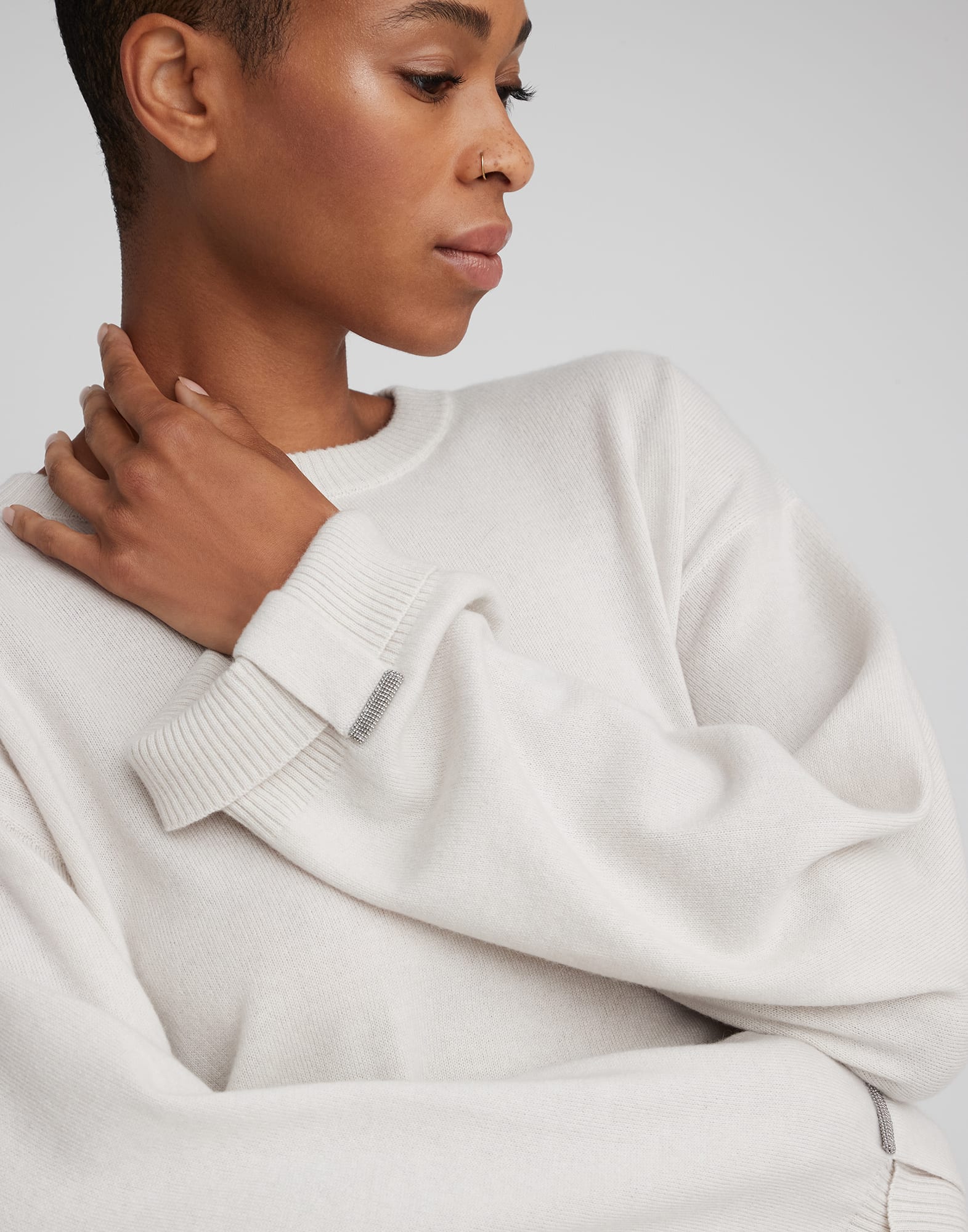Cashmere sweater with shiny details