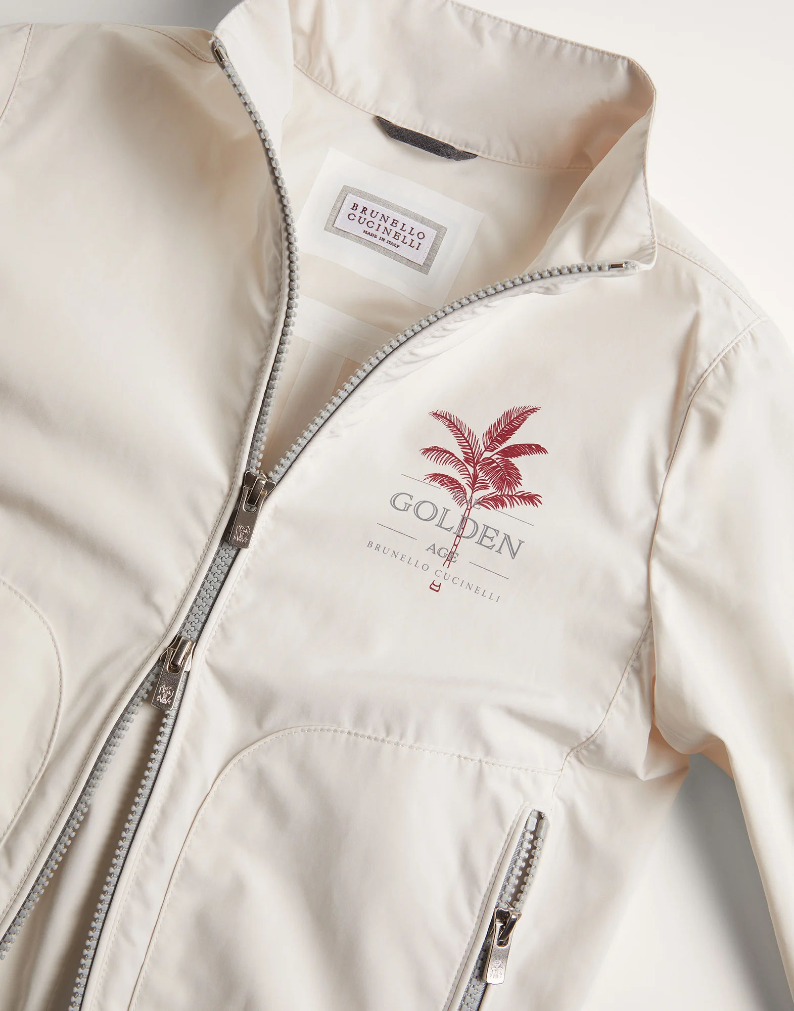Water-resistant microfiber outerwear jacket with print