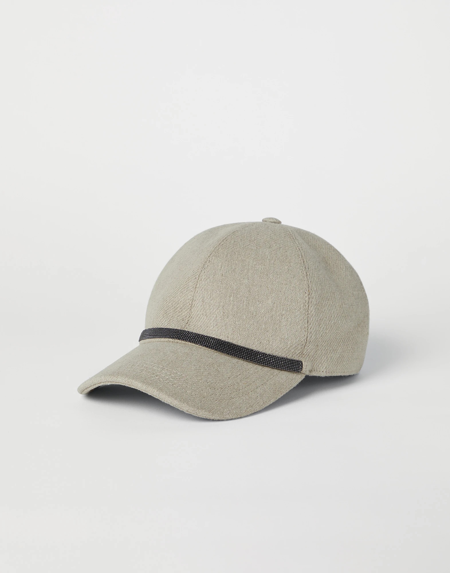 Linen and cotton gabardine baseball cap with shiny band
