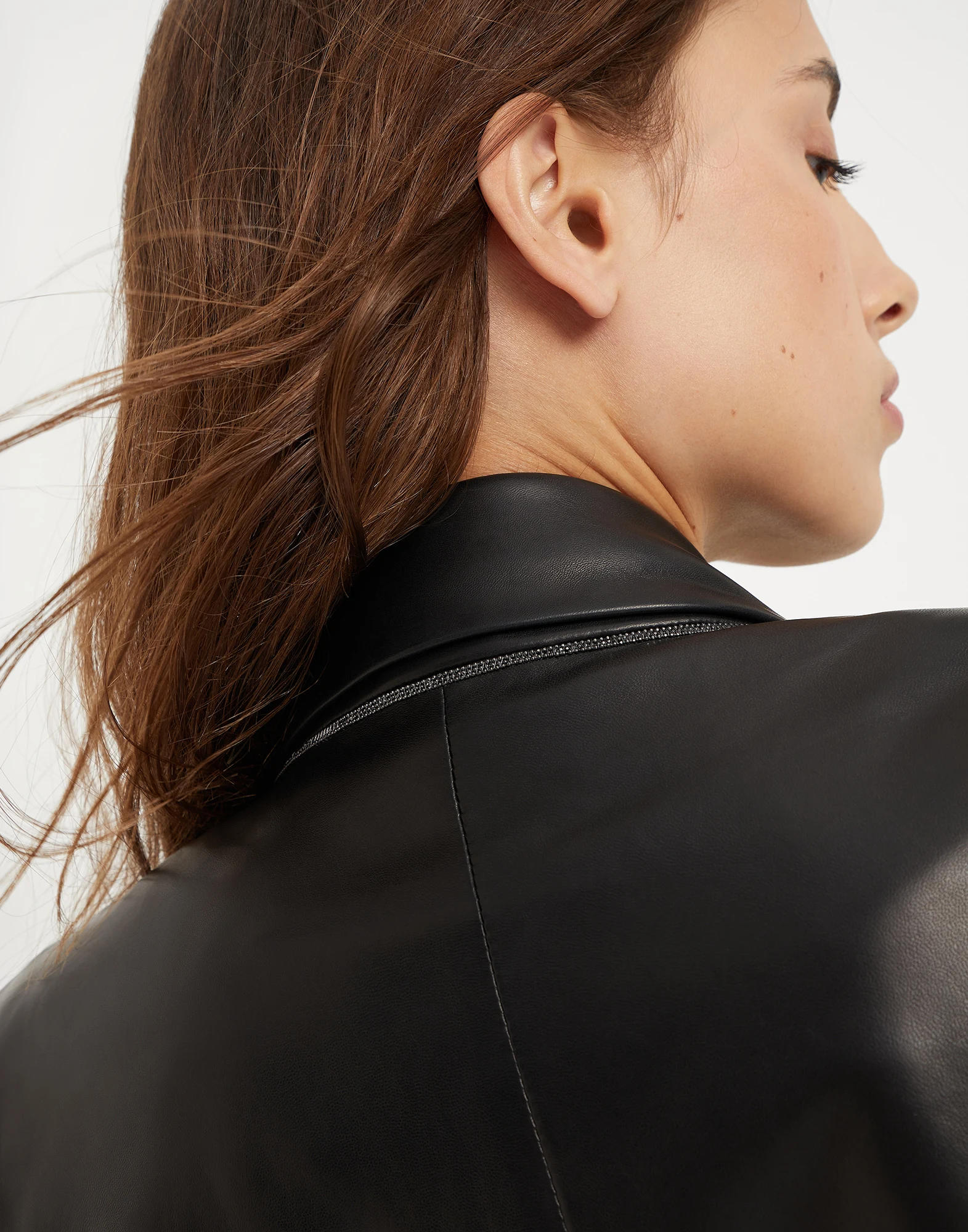 Nappa leather blazer with monili