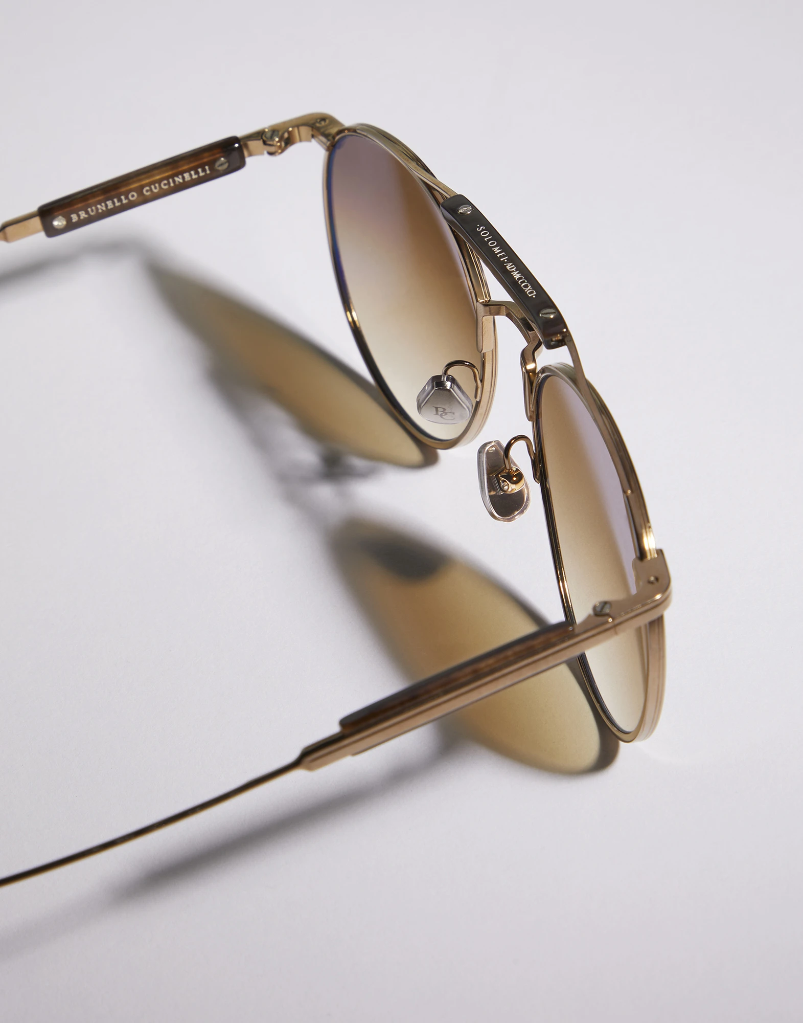 Sartorial Sunset gold-plated titanium and horn sunglasses