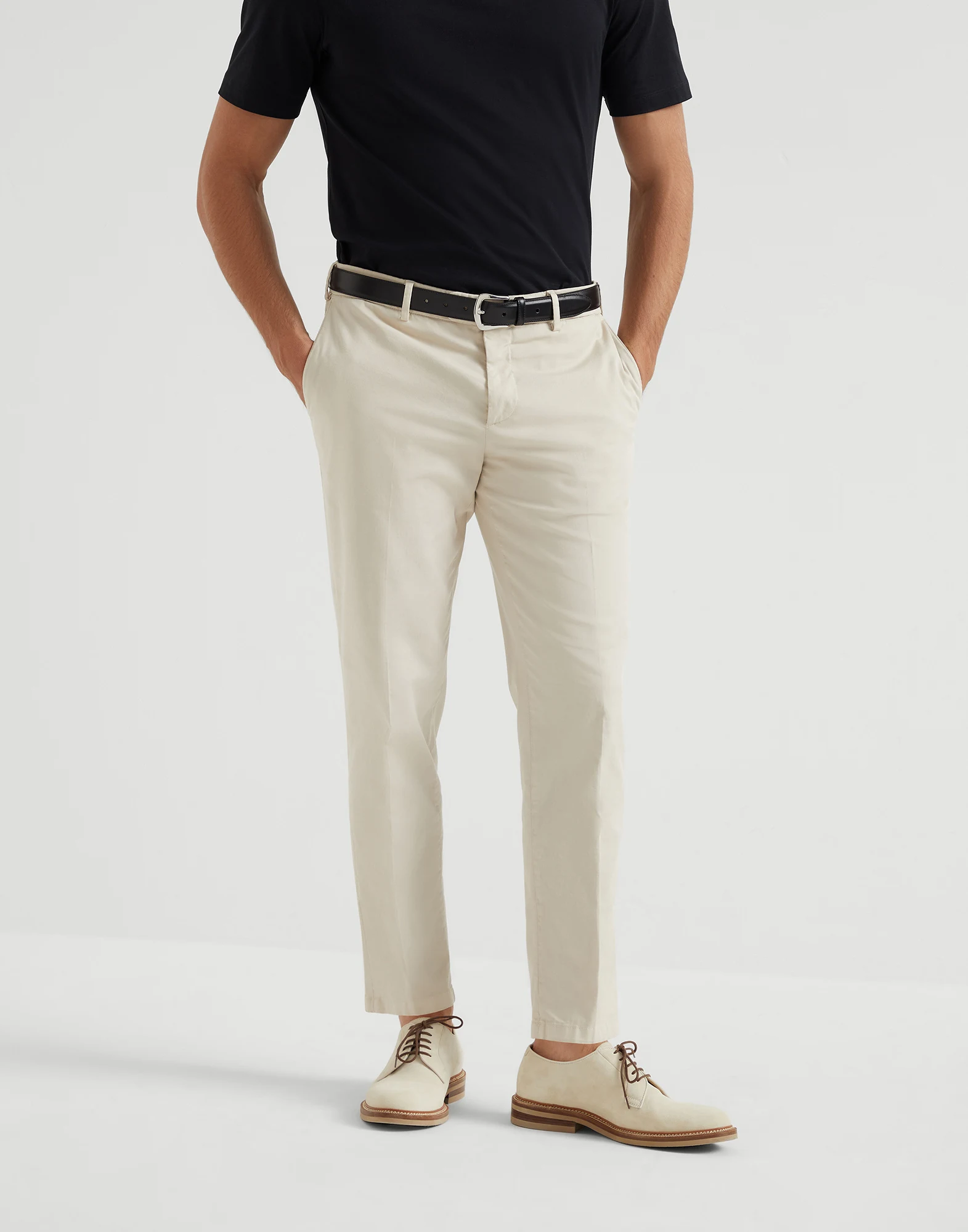 Gabardine garment dyed trousers