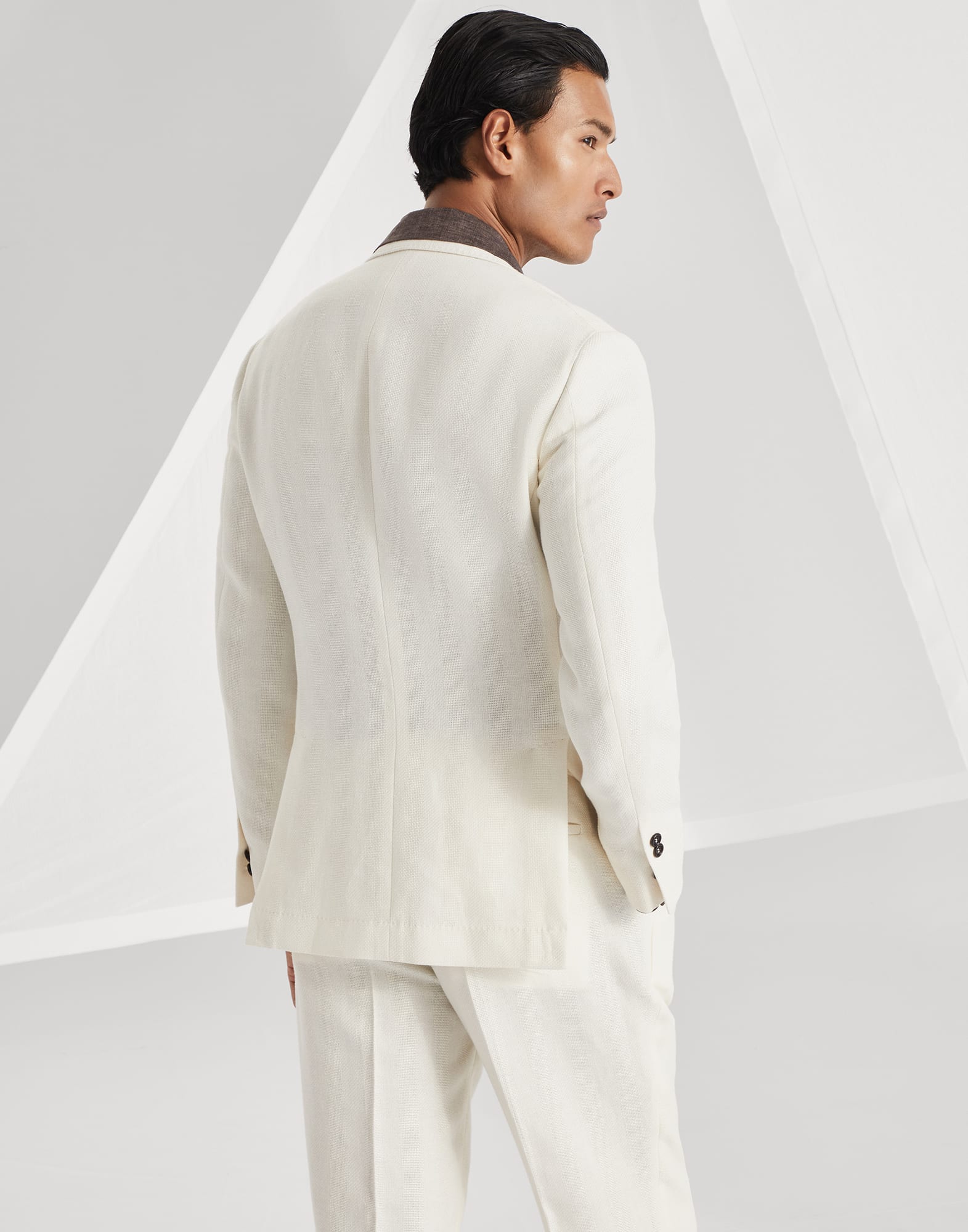 Diagonal twill unconstructed blazer
