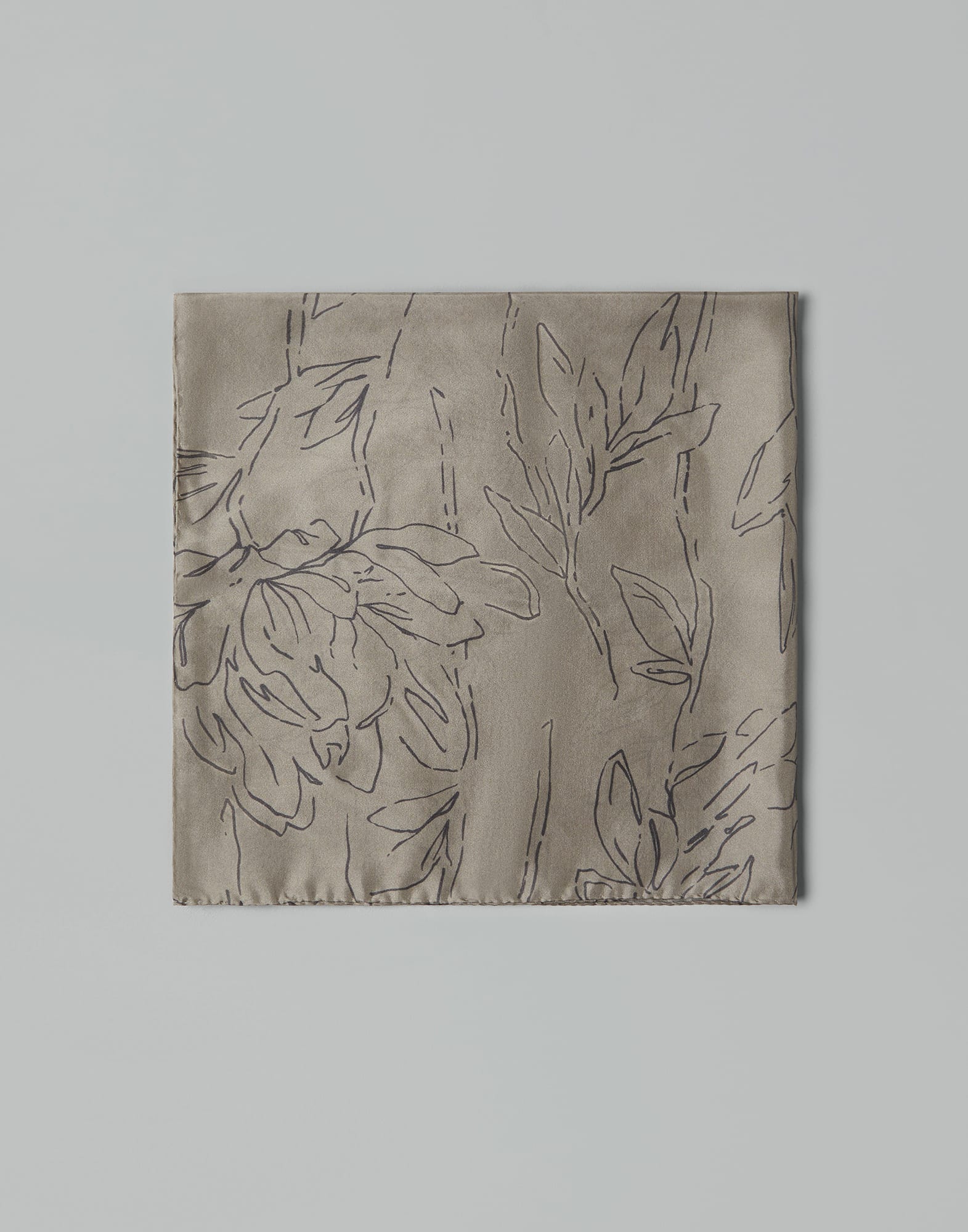 Silk magnolia print pongee foulard