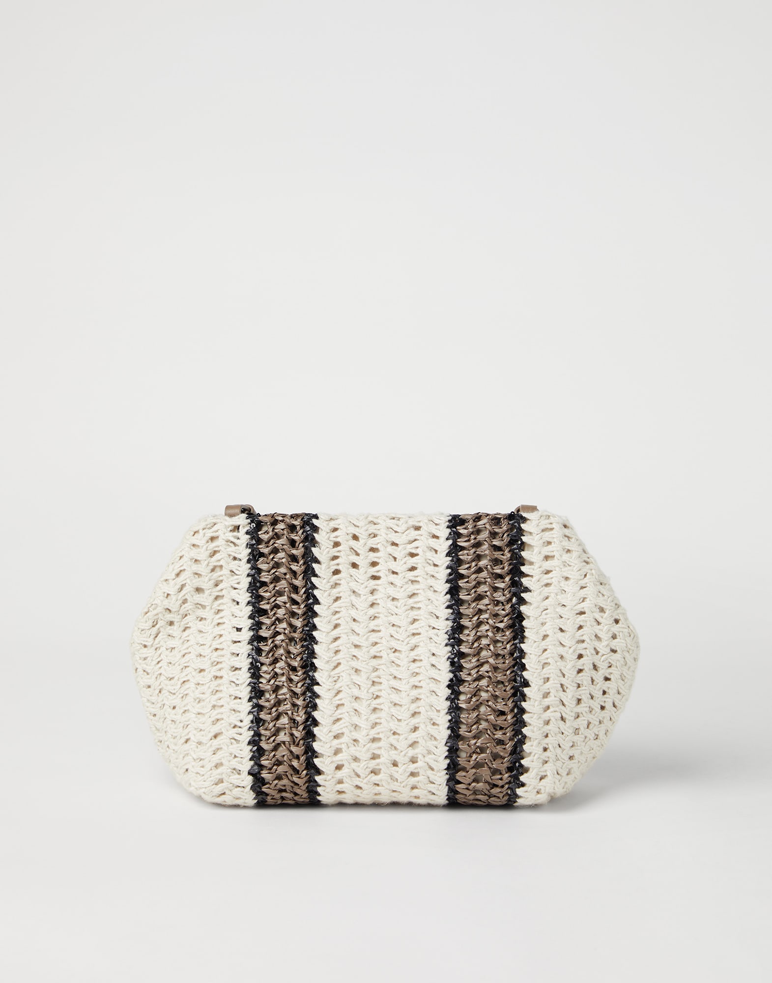 Raffia-effect knit striped bag