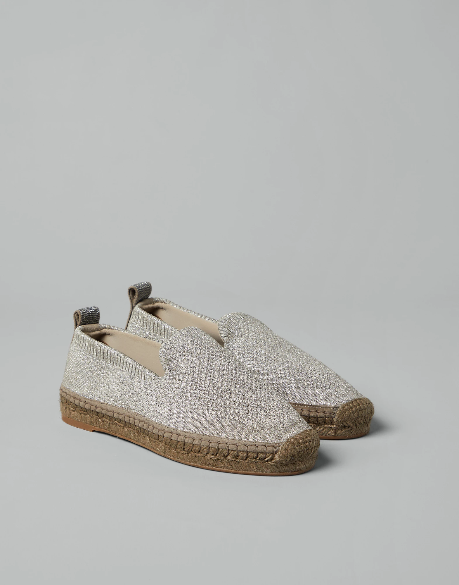 Sparkling knit espadrilles with shiny loop detail
