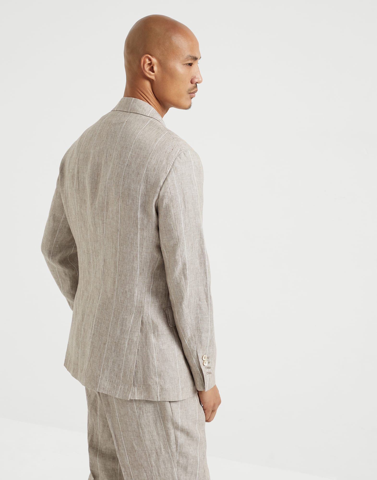 Wide chalk stripe deconstructed blazer