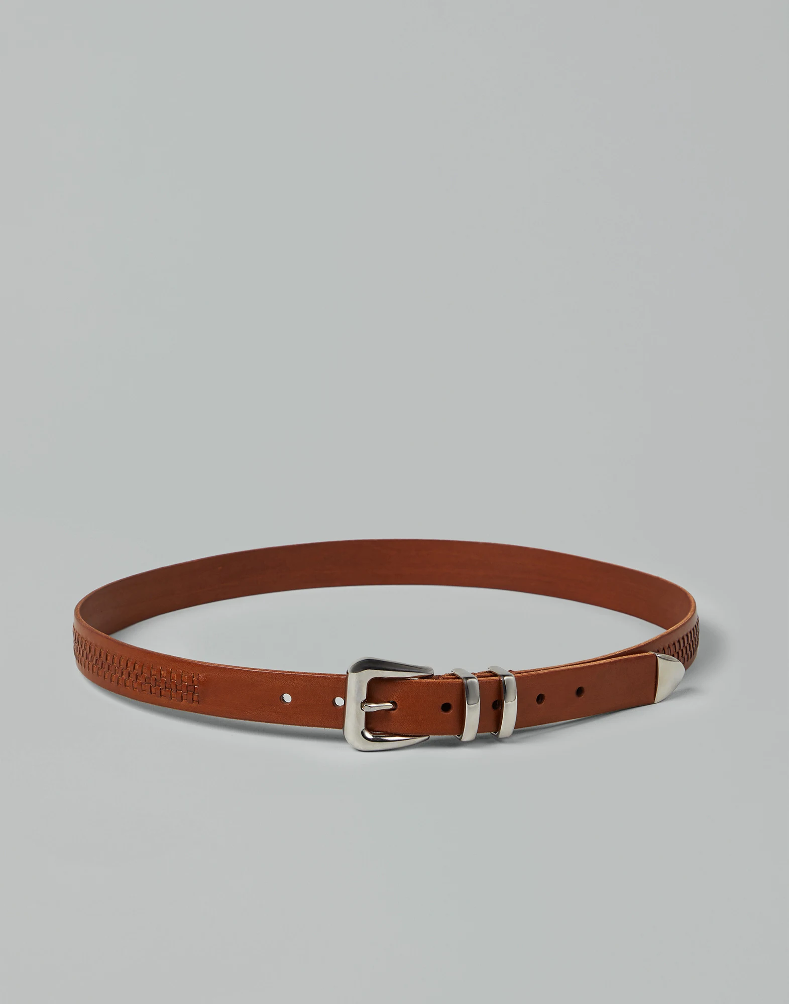 Calfskin belt with braided decoration