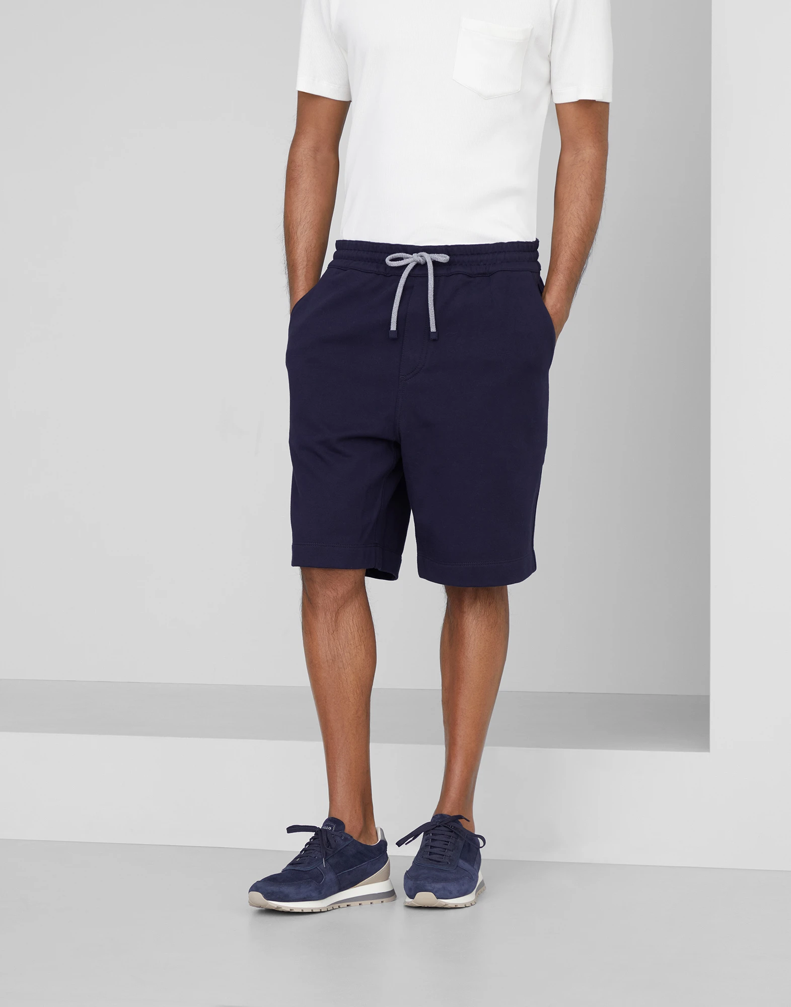Techno cotton French terry Bermuda shorts